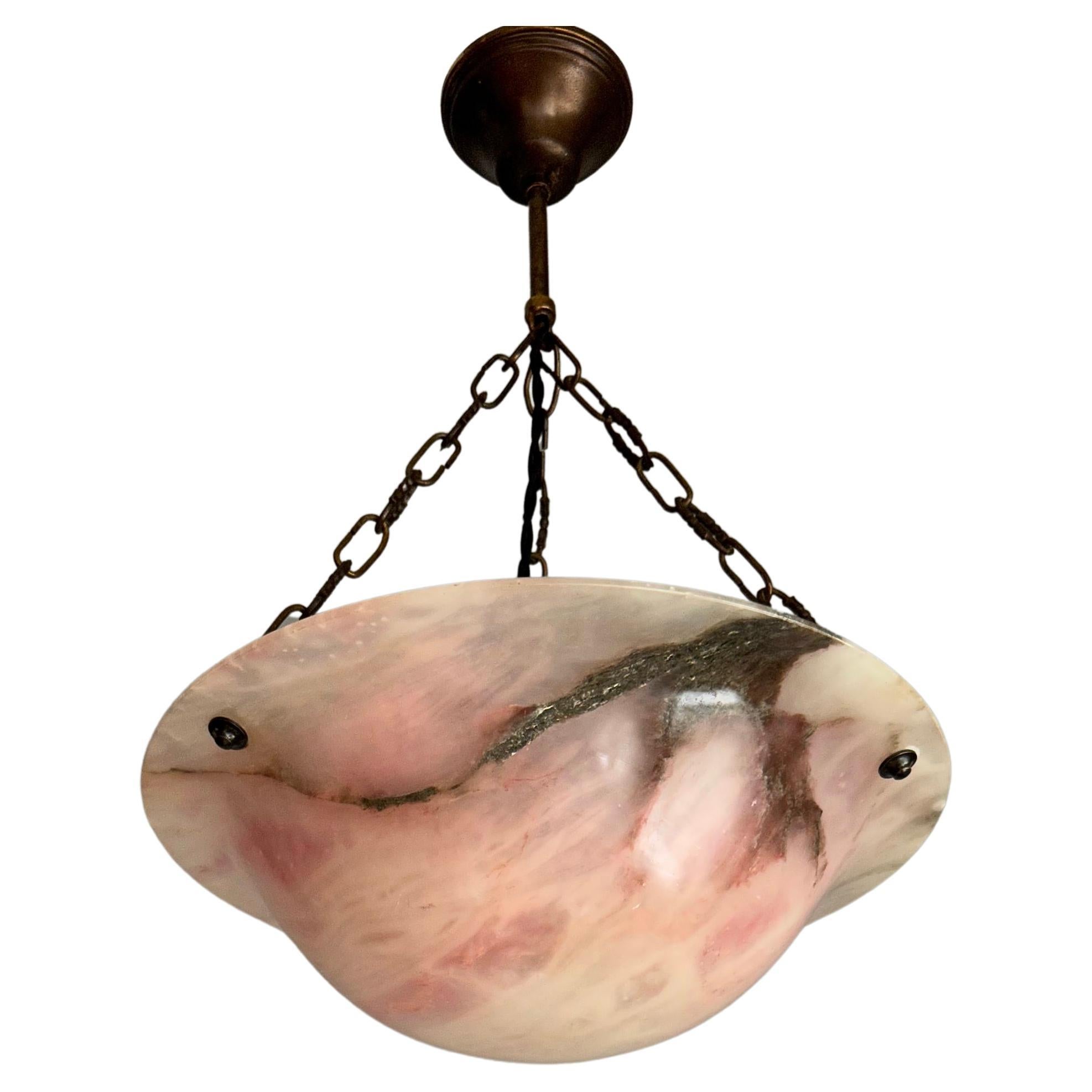 Beautiful Design of Mother Nature Mineral Stone Alabaster Pendant or Flush Mount For Sale