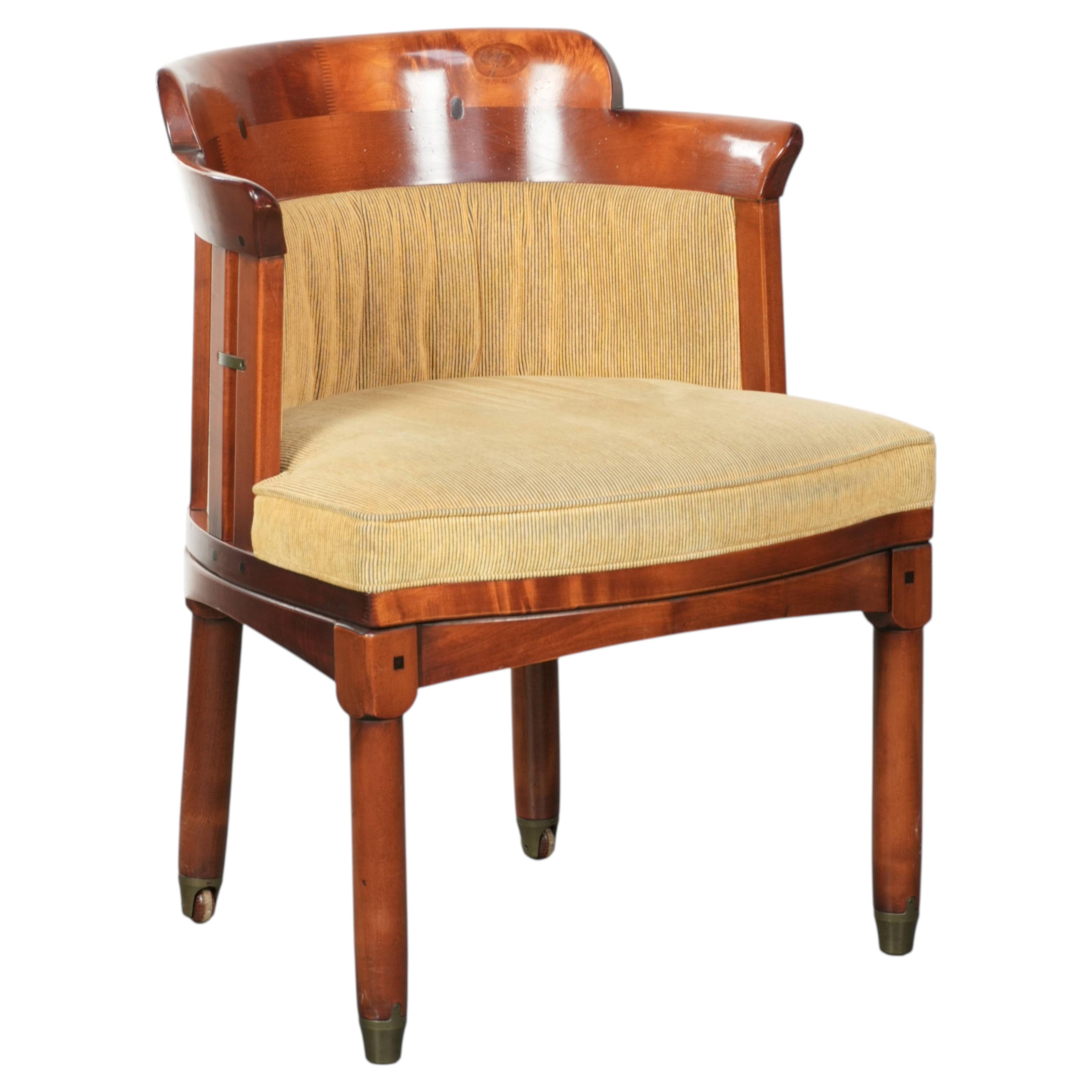 Beautiful design side/dining chair with luxurious yellow fabric upholstery For Sale