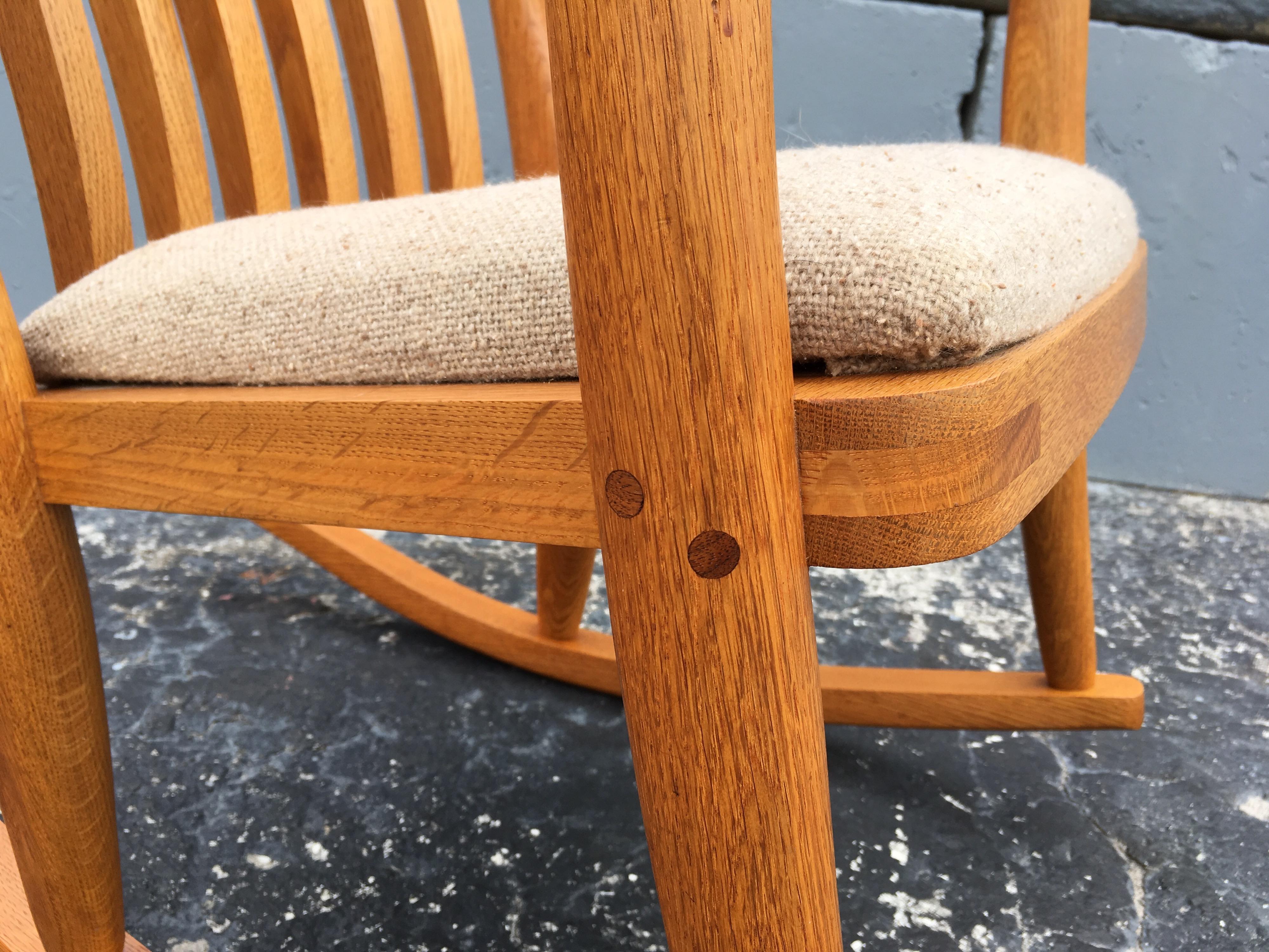 Beautiful Designer Craftsman Rocking Chair, White Oak, Fabric 1