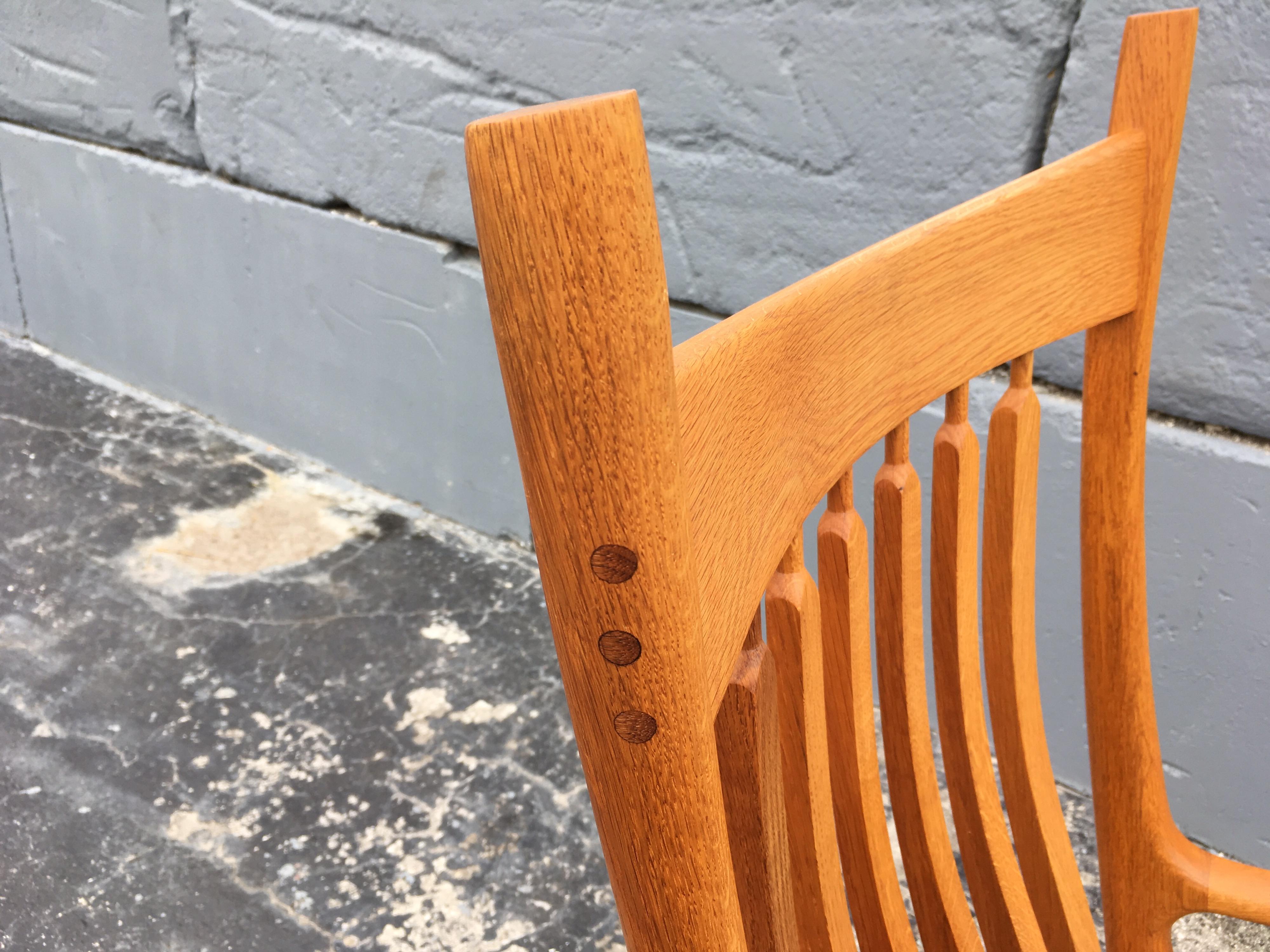 Beautiful Designer Craftsman Rocking Chair, White Oak, Fabric 2