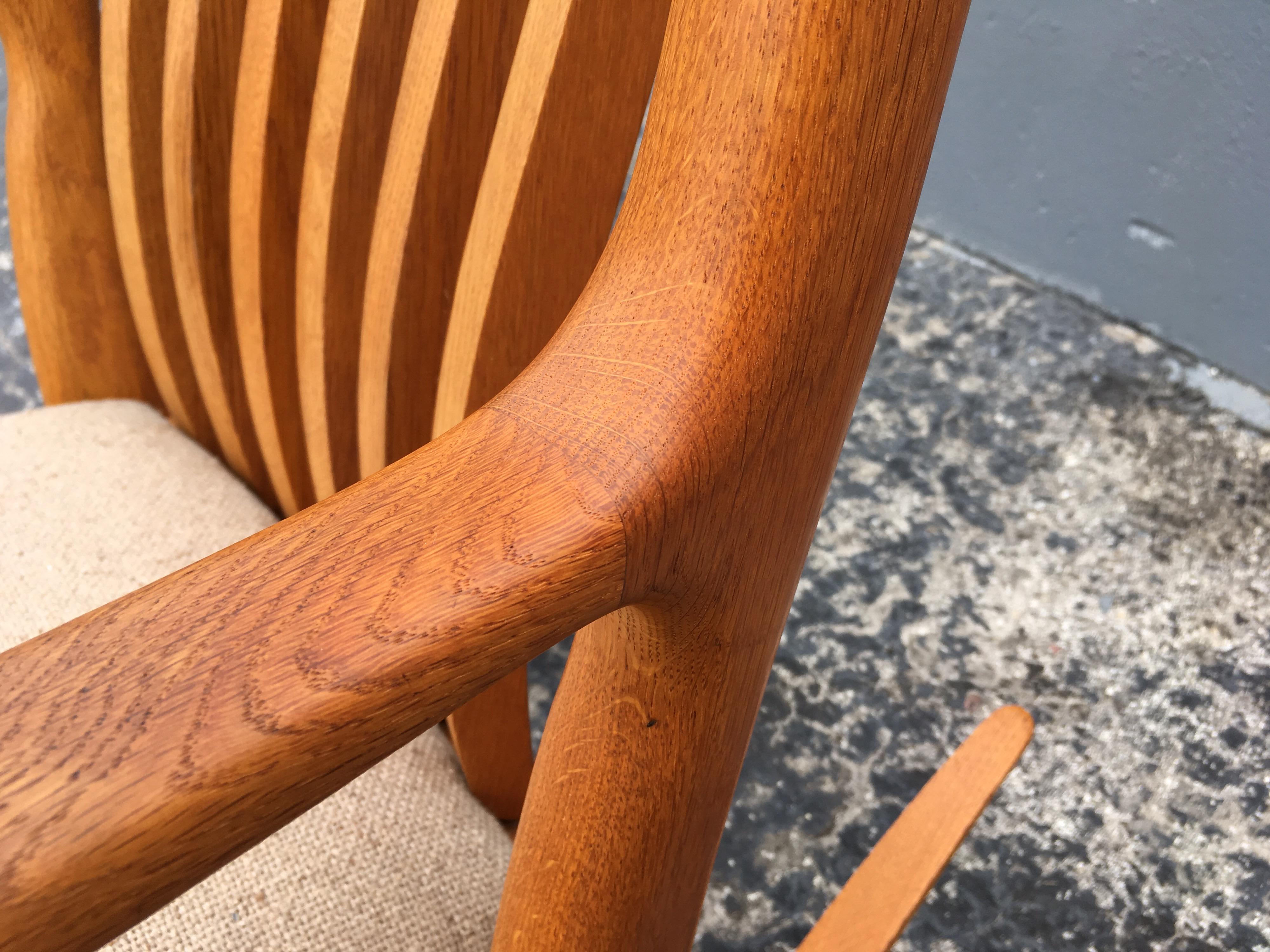 Beautiful Designer Craftsman Rocking Chair, White Oak, Fabric 4