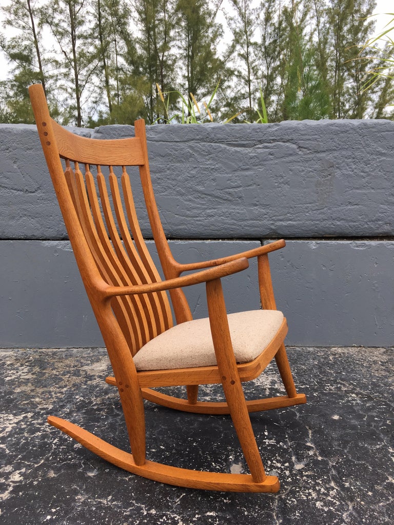 Beautiful Designer Craftsman Rocking Chair, White Oak, Fabric For Sale
at 1stdibs