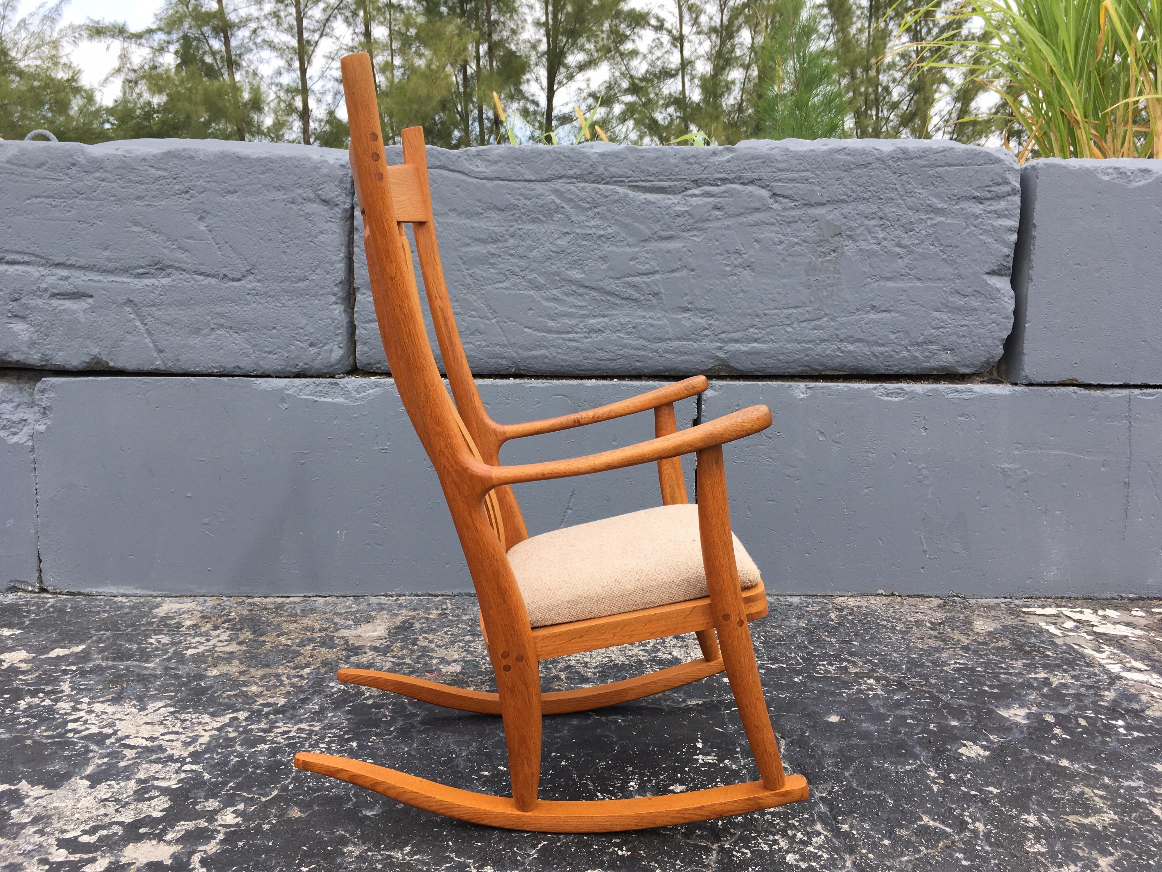 American Beautiful Designer Craftsman Rocking Chair, White Oak, Fabric