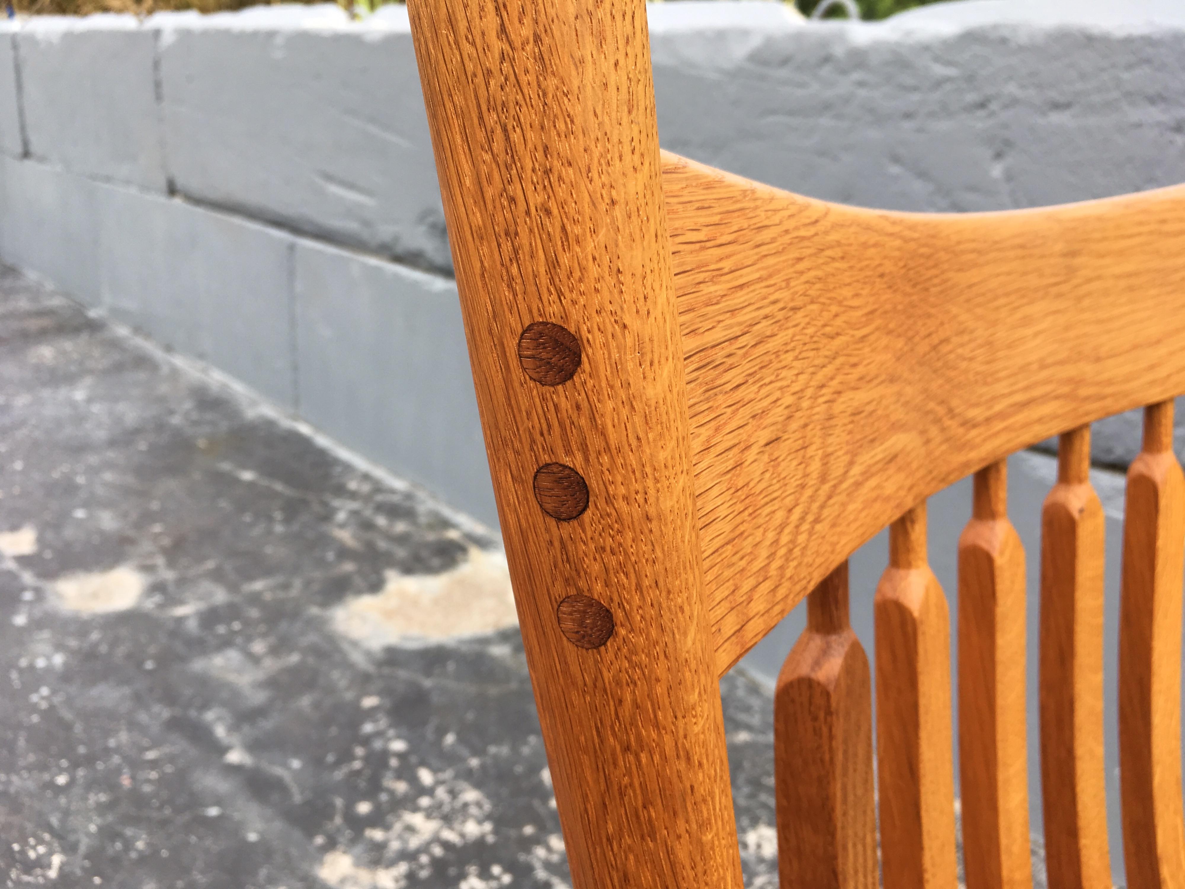 Beautiful Designer Craftsman Rocking Chair, White Oak, Fabric In Good Condition In Miami, FL