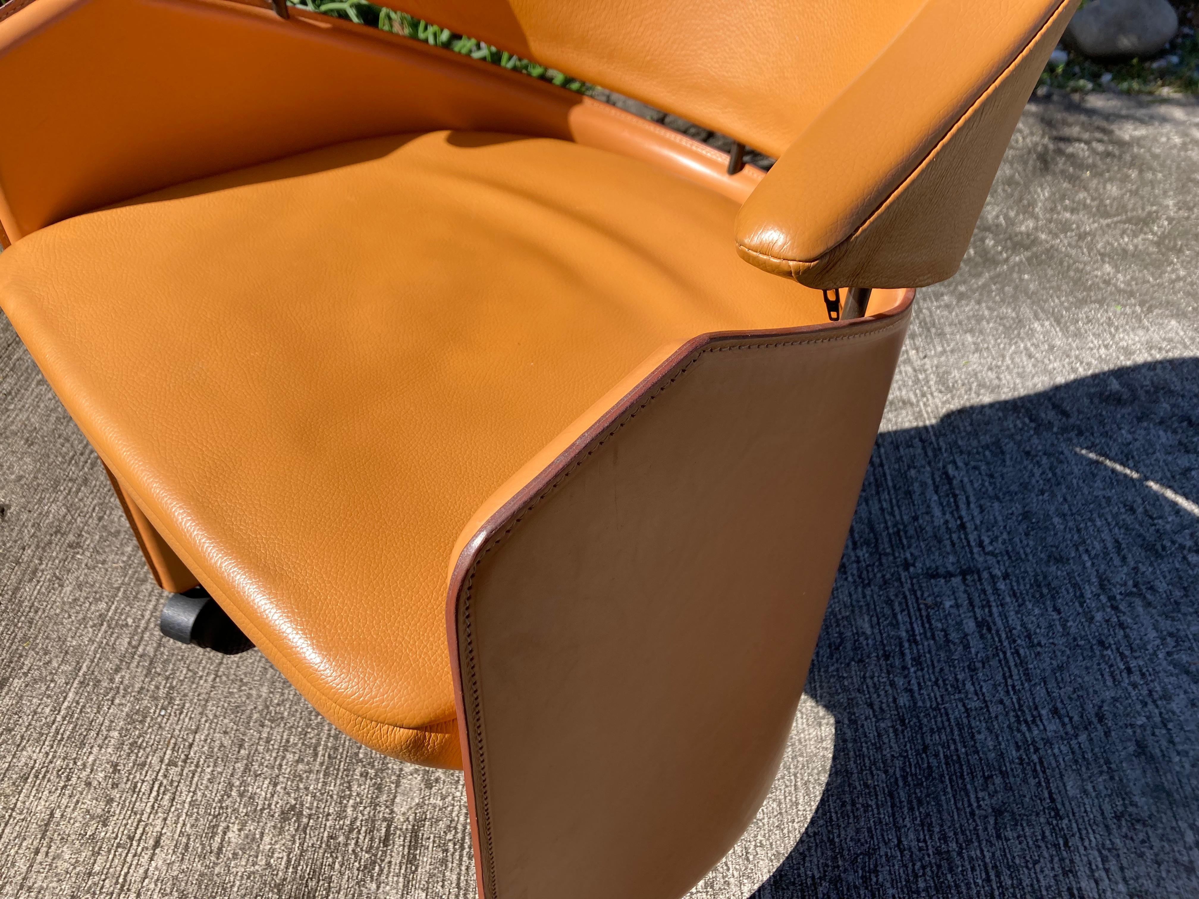 Beautiful Desk Arm Chair by Matteo Grassi, Cognac Leather, Italy 1