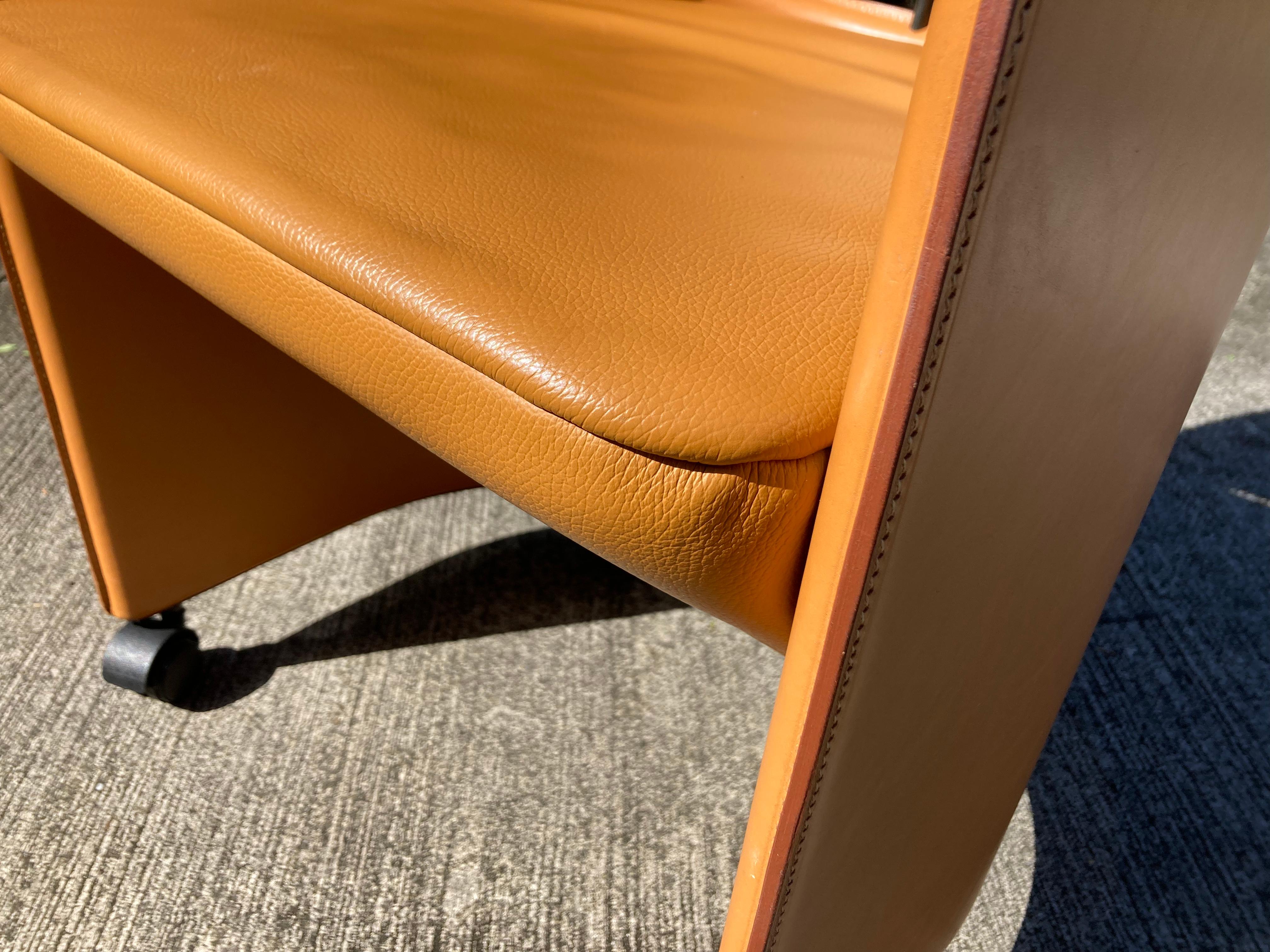 Beautiful Desk Arm Chair by Matteo Grassi, Cognac Leather, Italy 2