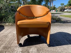 Beautiful Desk Arm Chair by Matteo Grassi, Cognac Leather, Italy