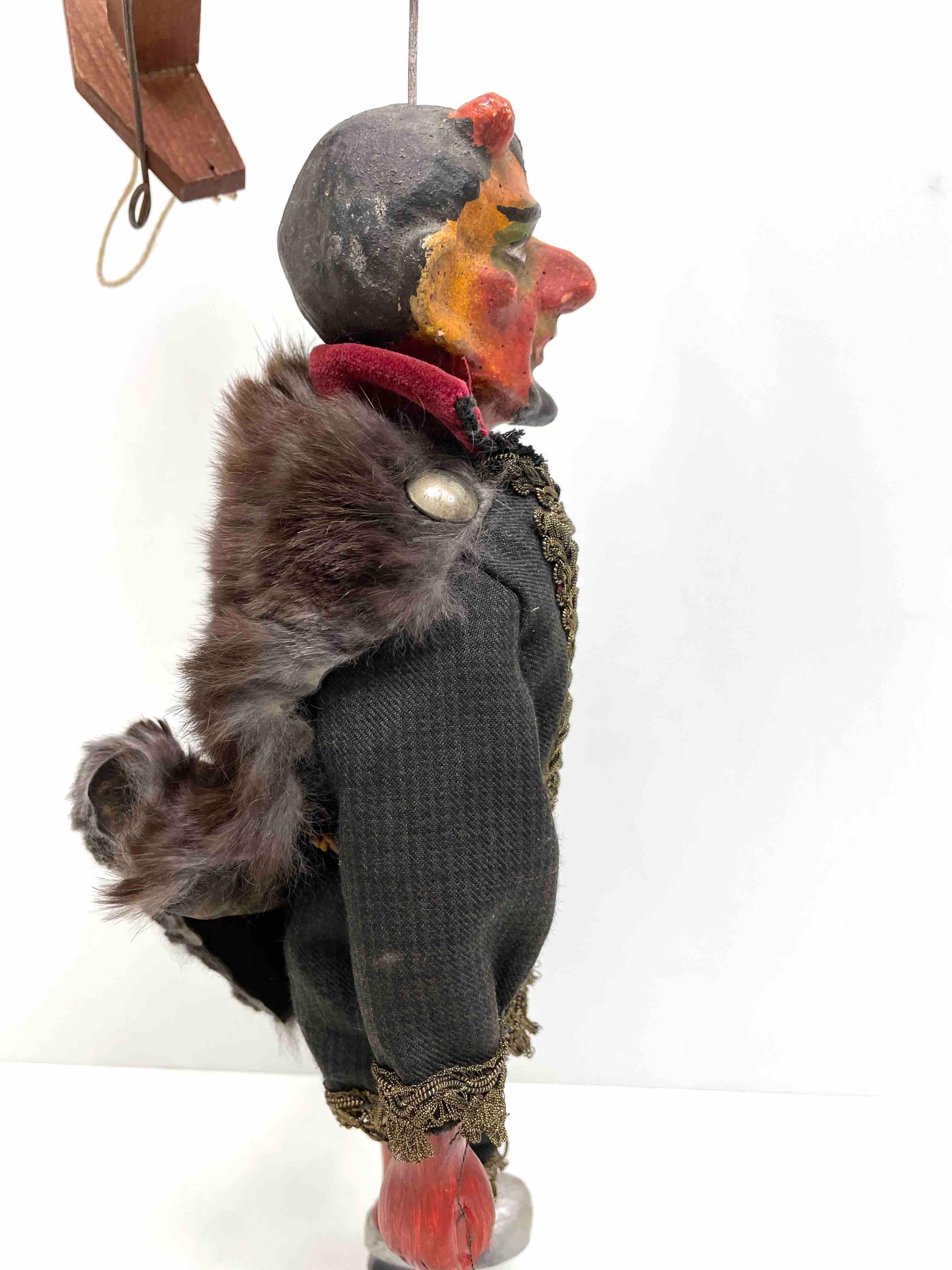 Metal Beautiful Devil Krampus Marionette by a Puppet Maker, Antique Vintage Austria