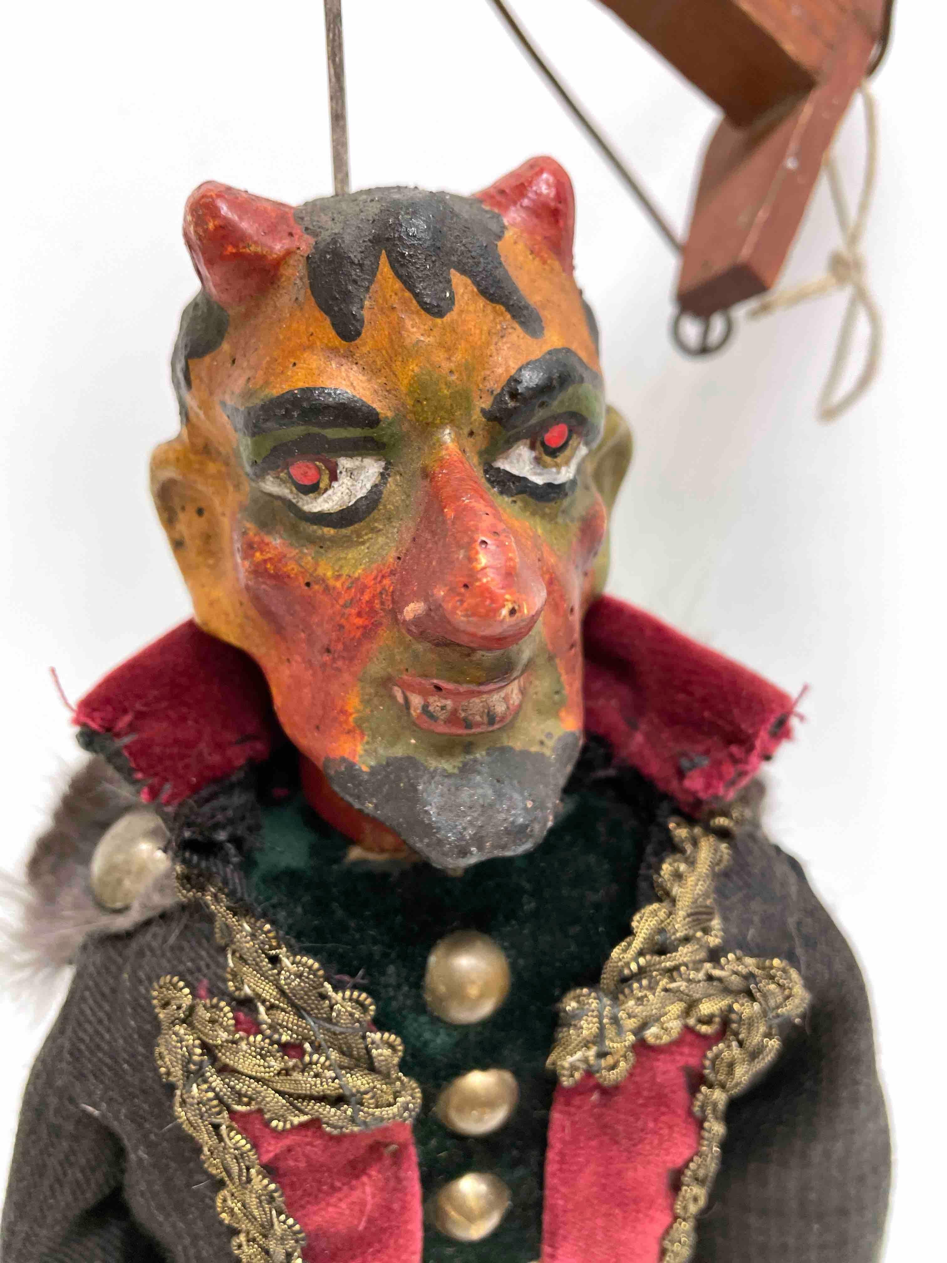 Beautiful Devil Krampus Marionette by a Puppet Maker, Antique Vintage Austria 2