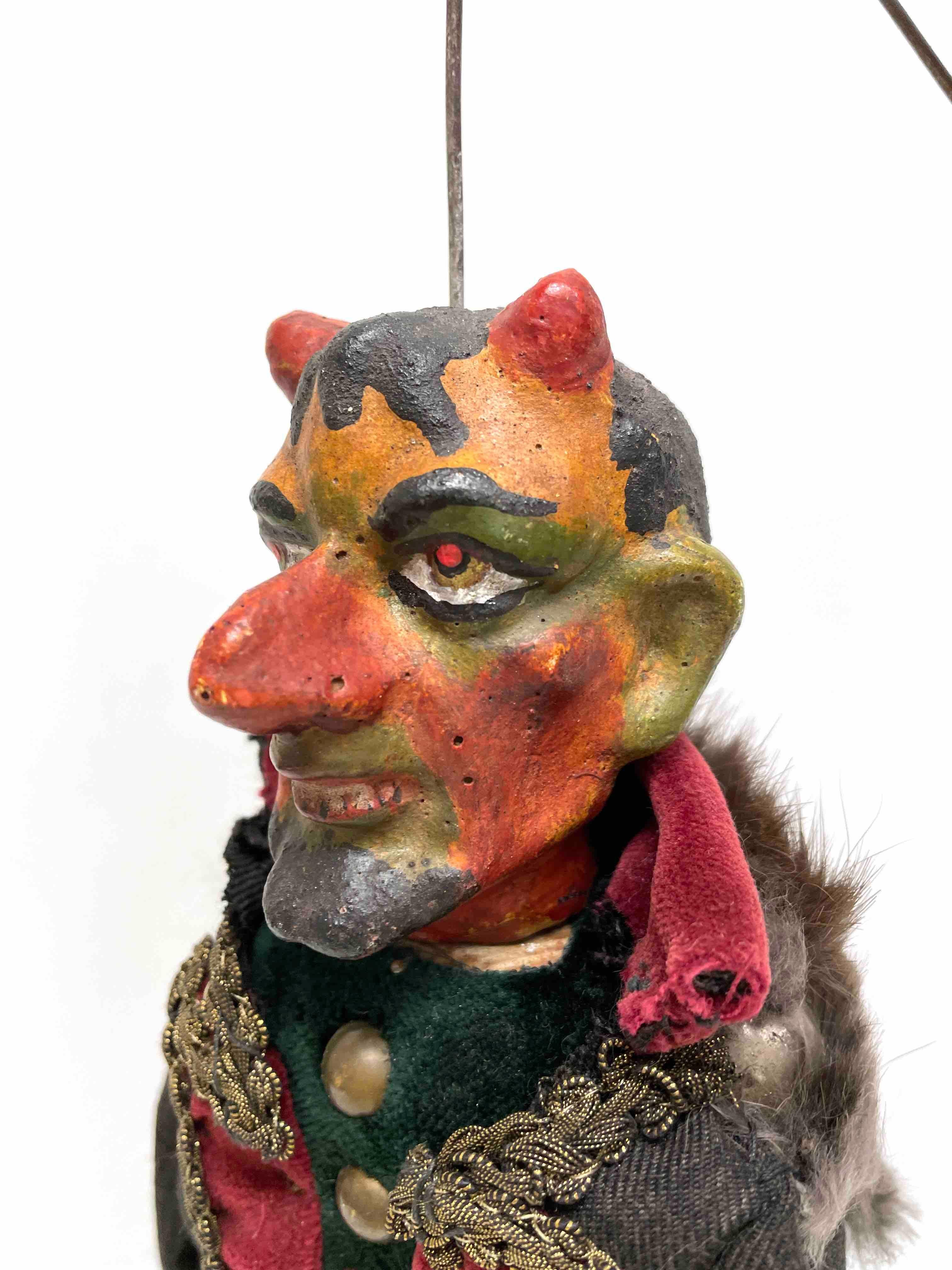 Beautiful Devil Krampus Marionette by a Puppet Maker, Antique Vintage Austria 3