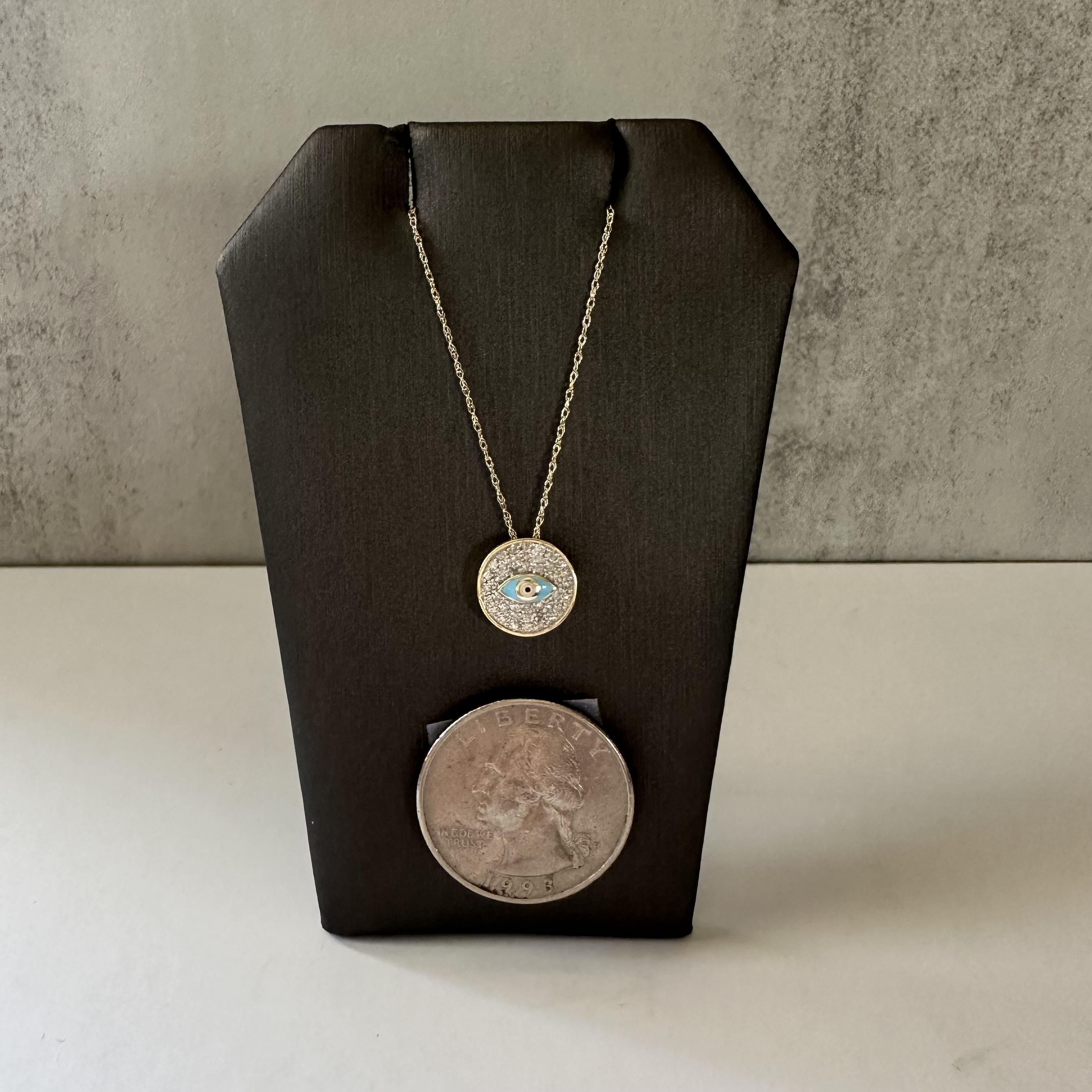 Magnifique collier Evil Eye en or jaune 10kt, 18