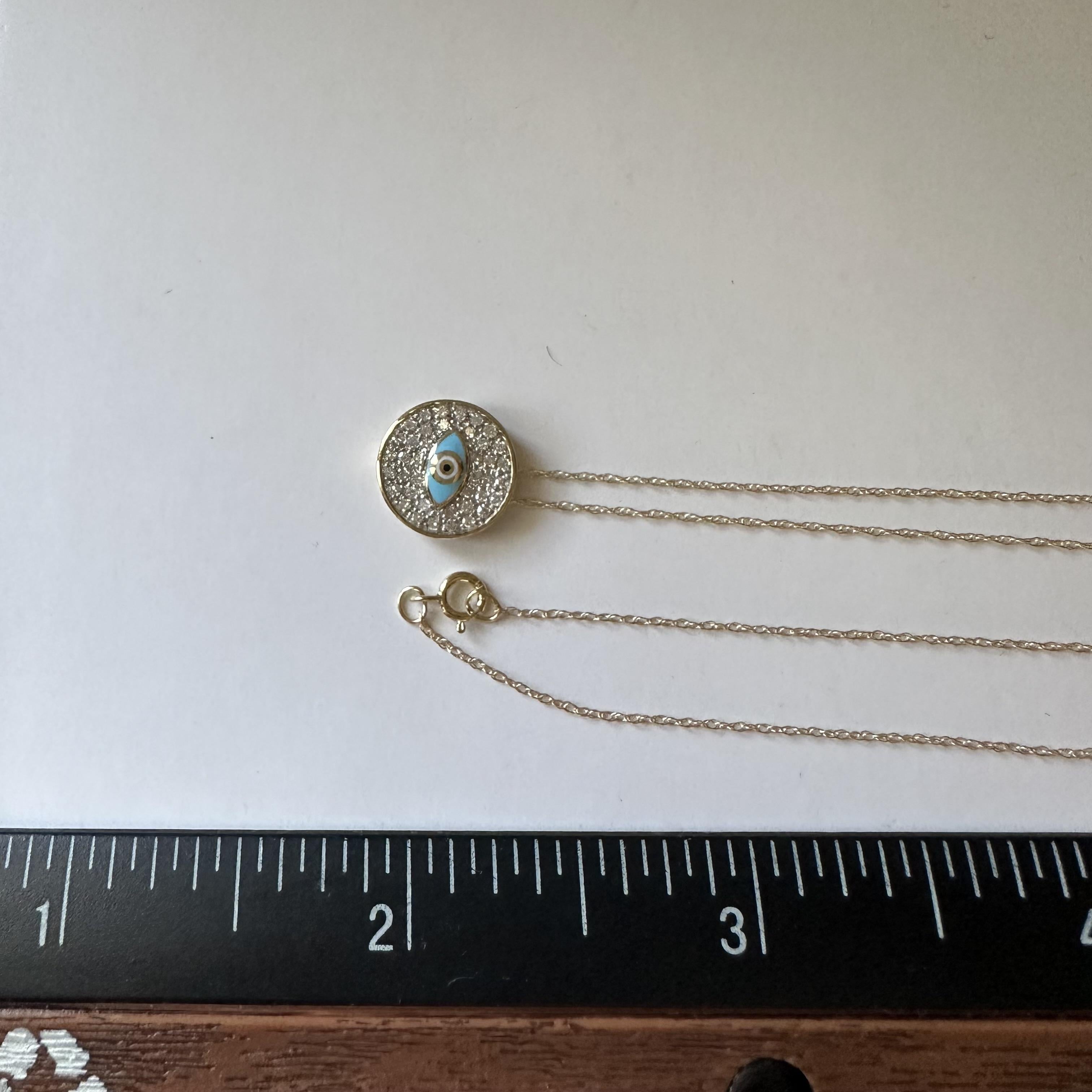 Magnifique collier Evil Eye en or jaune 10kt, 18