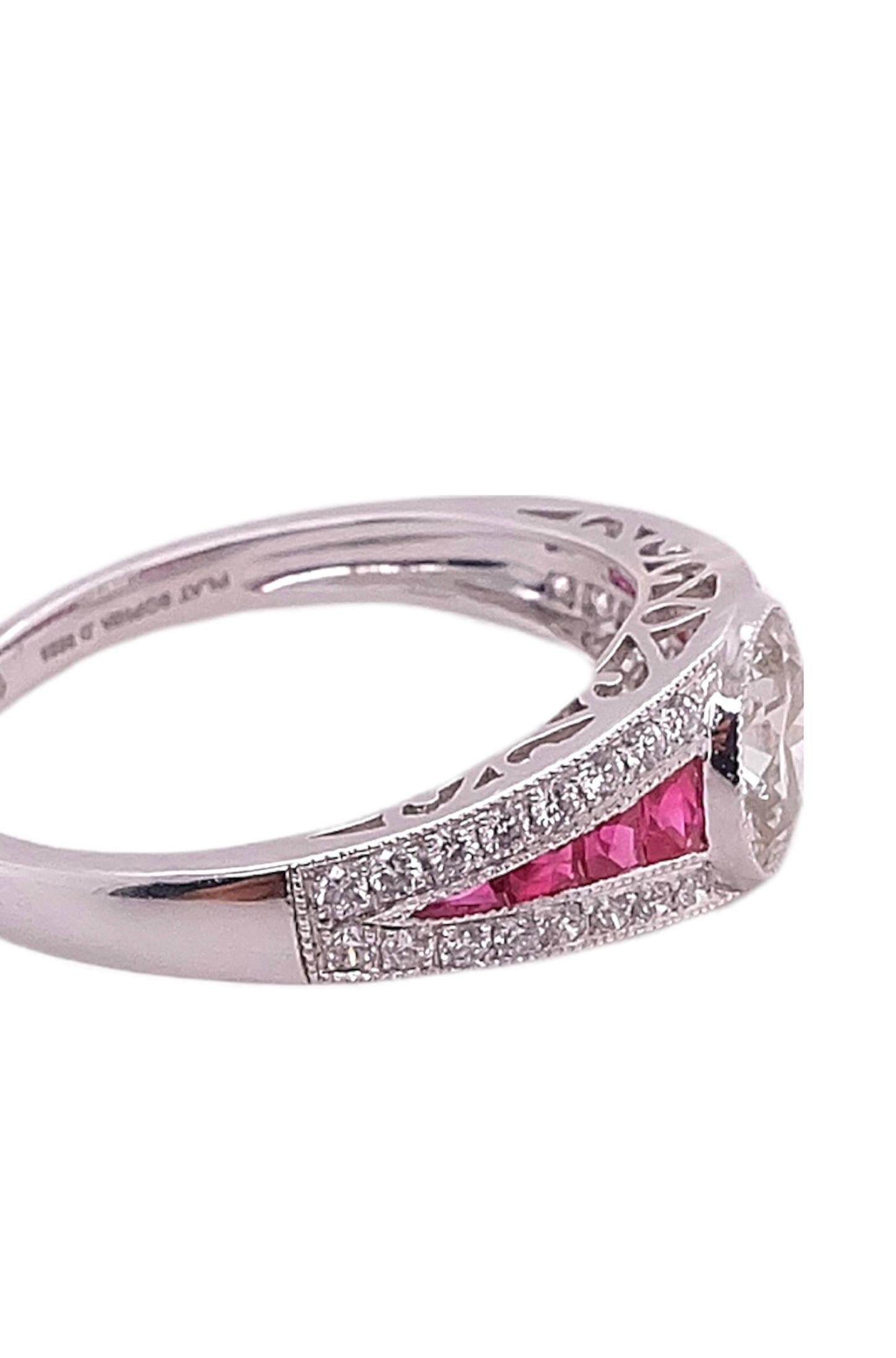 0.92 Carat Diamond Ring accentuated with 0.25 rubies and 0.20 small round diamonds.

Sophia D by Joseph Dardashti LTD has been known worldwide for 35 years and are inspired by classic Art Deco design that merges with modern manufacturing techniques. 