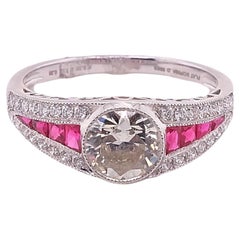 Beautiful Diamond and Ruby Platinum Ring