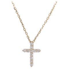 Beautiful Diamond Cross Pendant w Earth Mined Diamonds in Solid 14K Yellow Gold