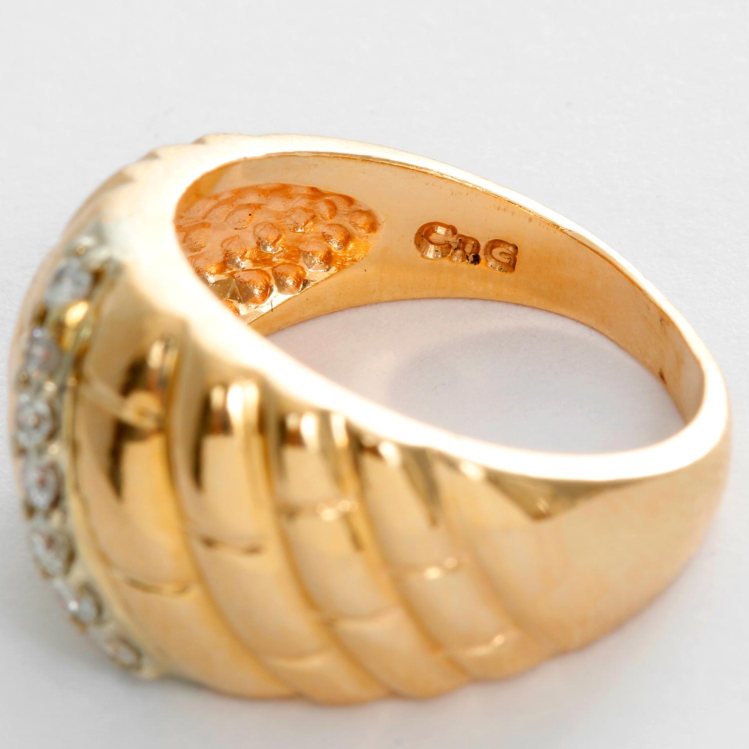 Beautiful Diamond Gold Dome Ring For Sale 1