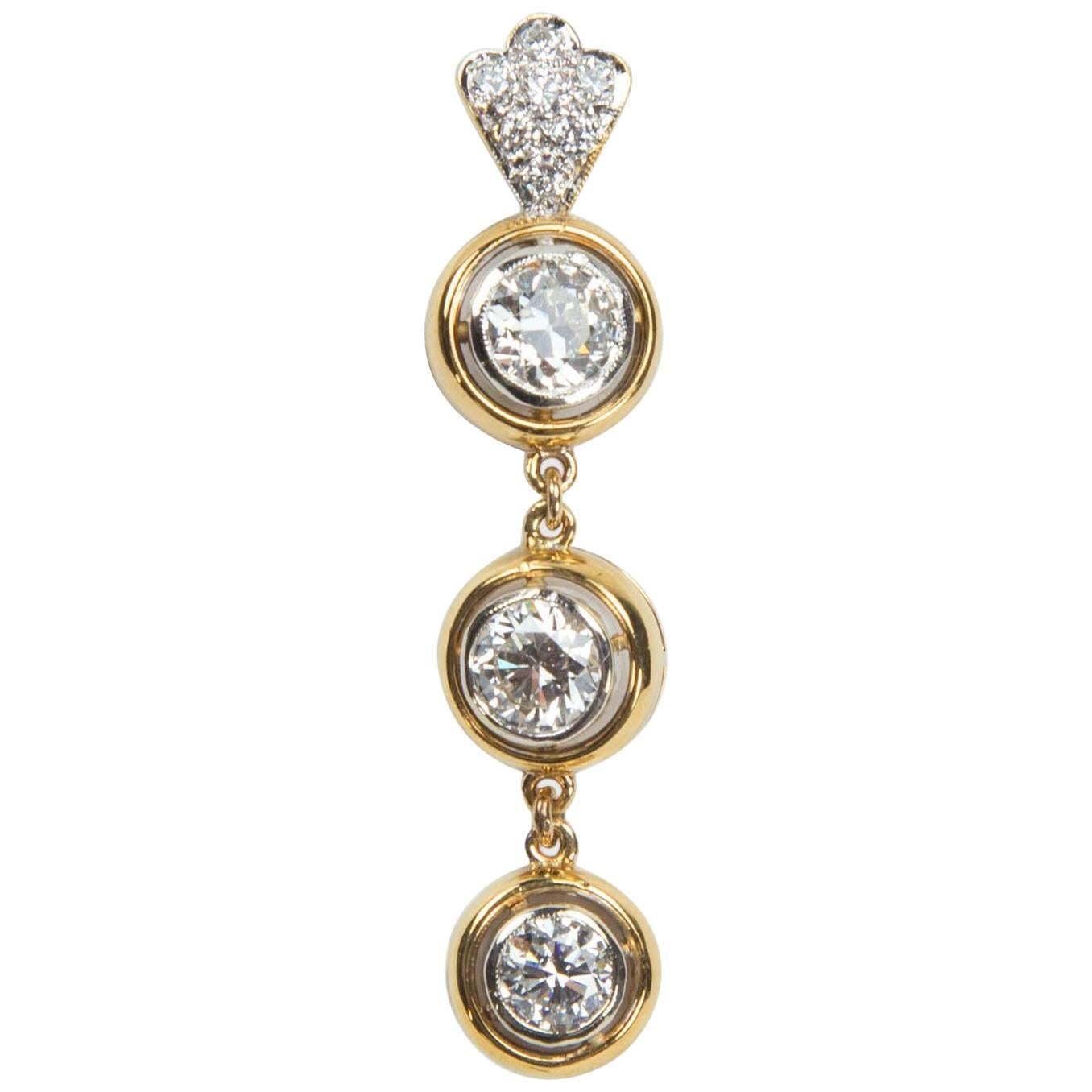 Bellissimo ciondolo a goccia in oro con diamante e collana di perle Estate Jewelry