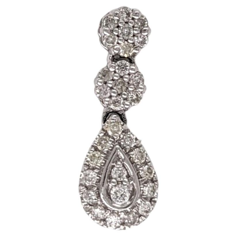 Beautiful Diamond Pendant w Earth Mined Diamonds in Solid 14K White Gold 