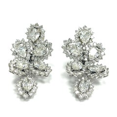 Beautiful Diamond Platinum Dangling Ear Clips