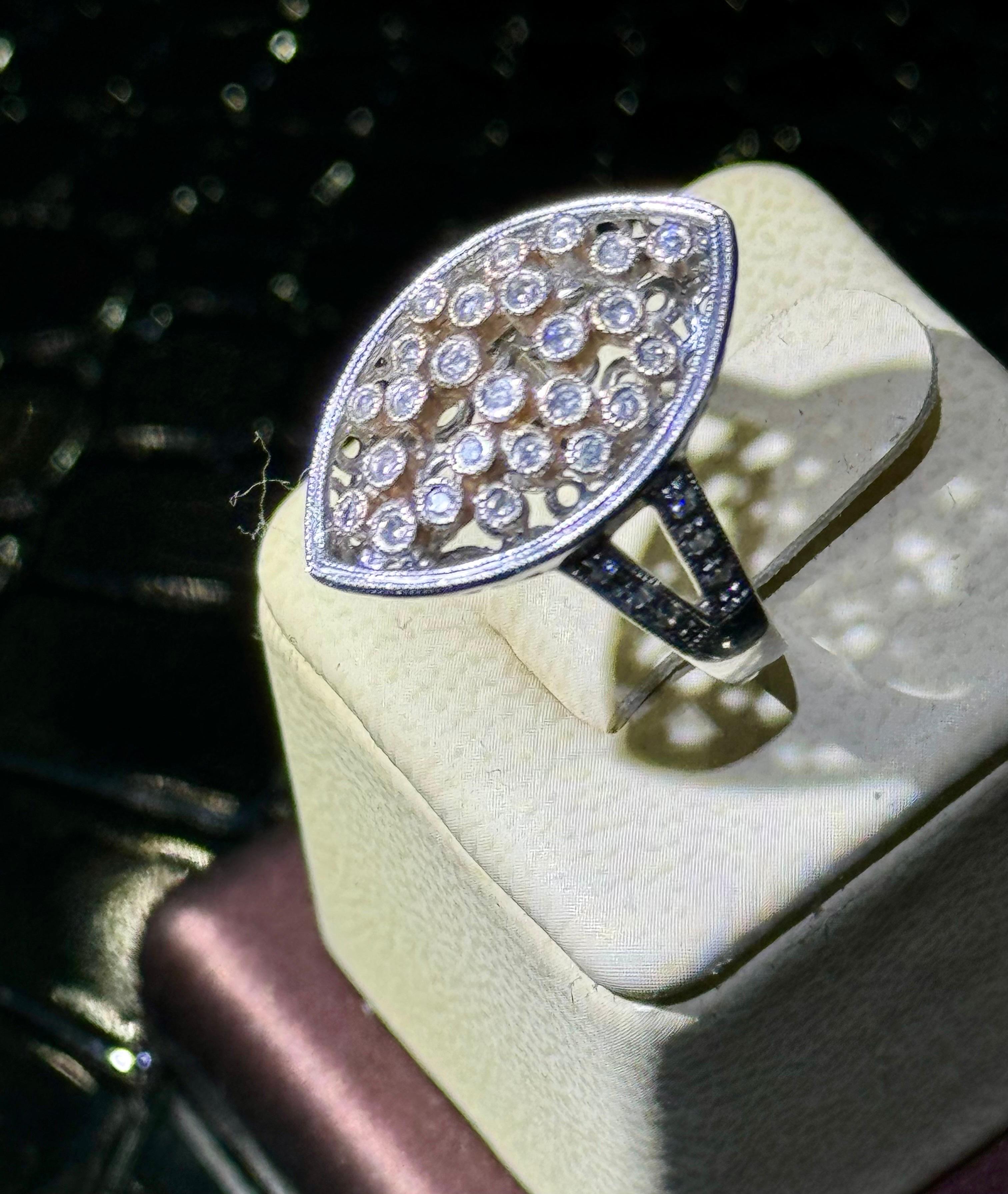 Art Deco Beautiful Diamond Ring In 14k White & Rose Gold  For Sale