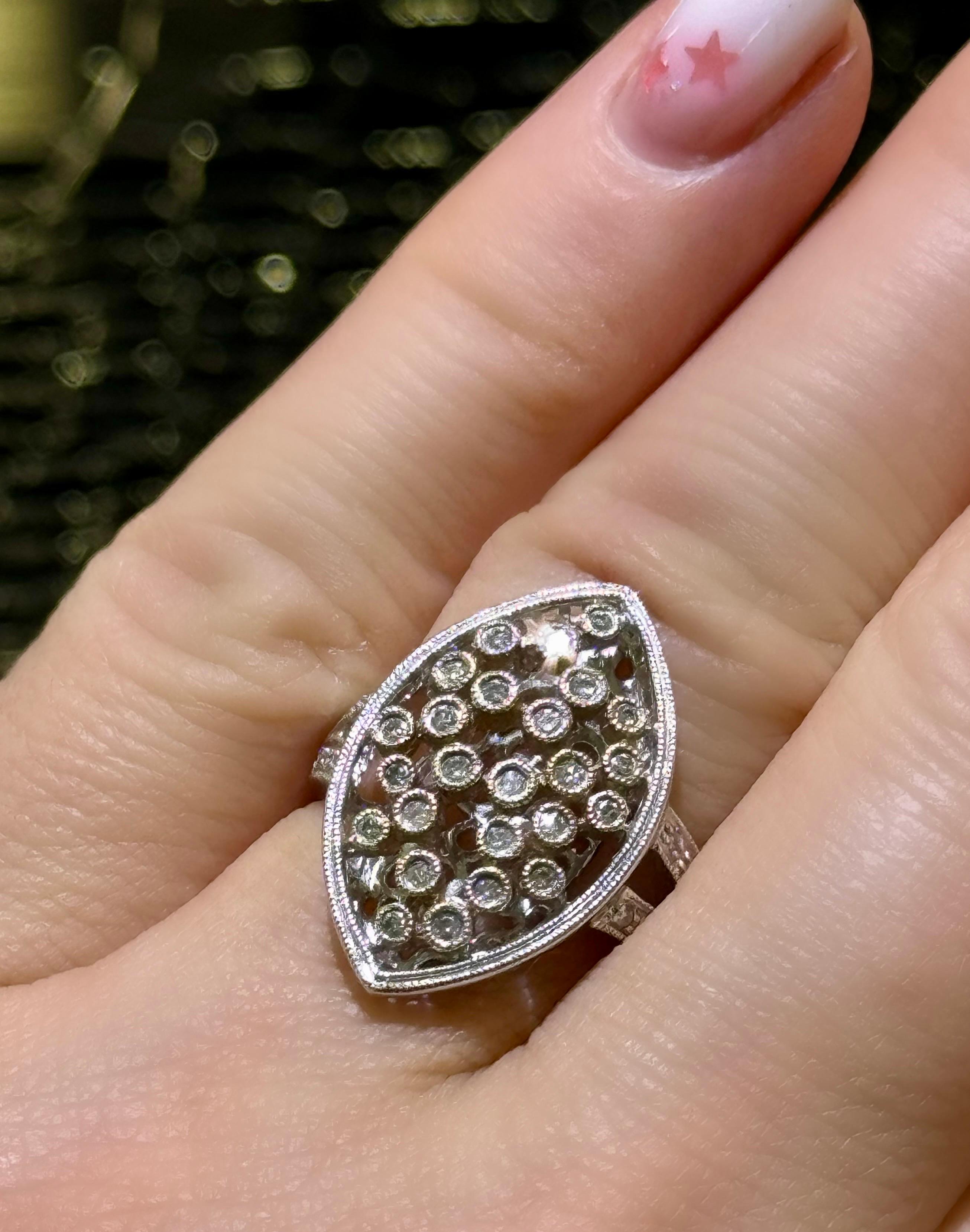 Beautiful Diamond Ring In 14k White & Rose Gold  For Sale 2