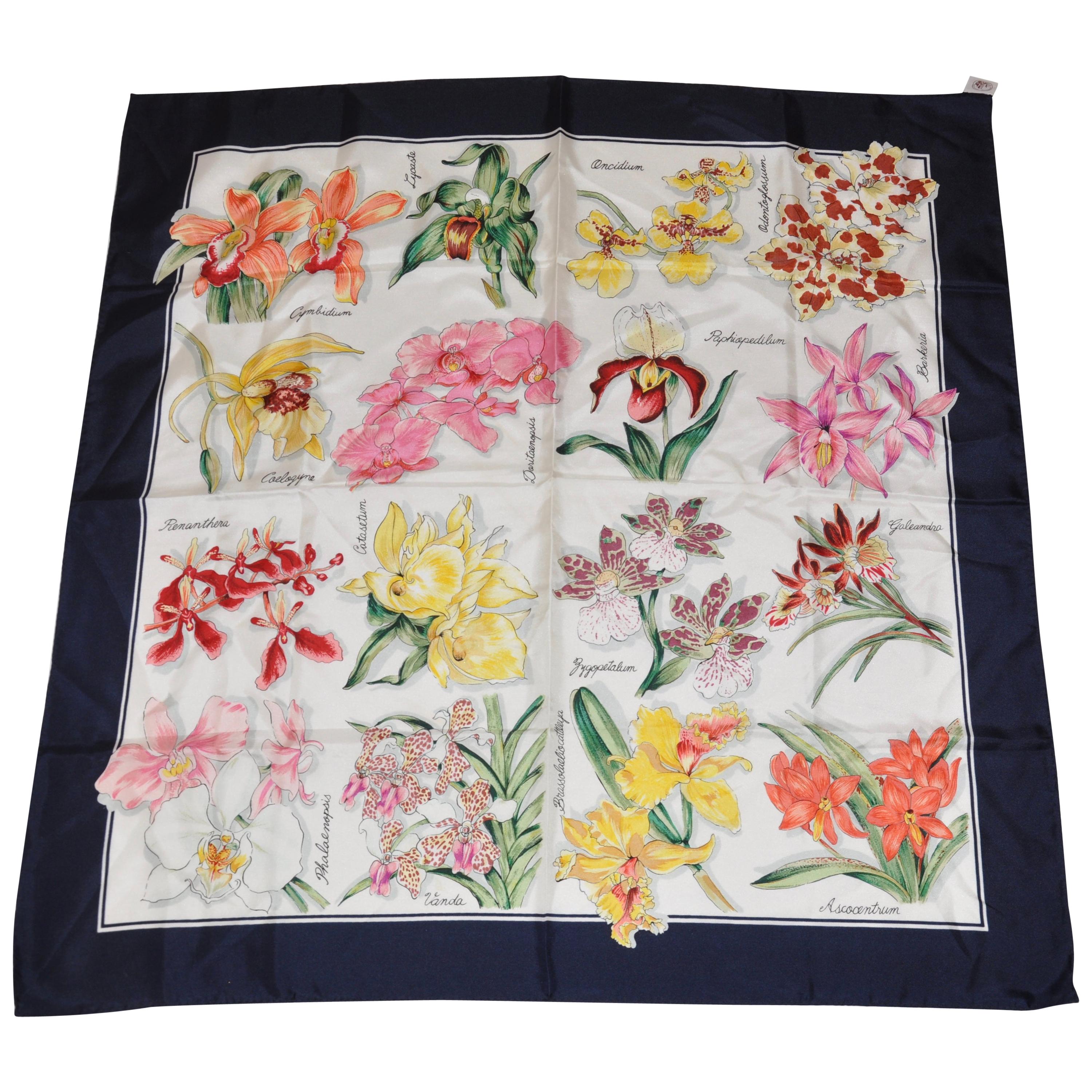 Beautiful "Dictionary of Floral Blooms" Silk Scarf