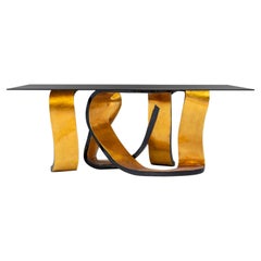 Schöner Esstisch aus Metall „Courbe“