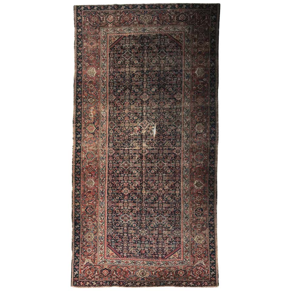 Distressed Antique Persian Mahal Design Rug with English Manor Chintz ...
