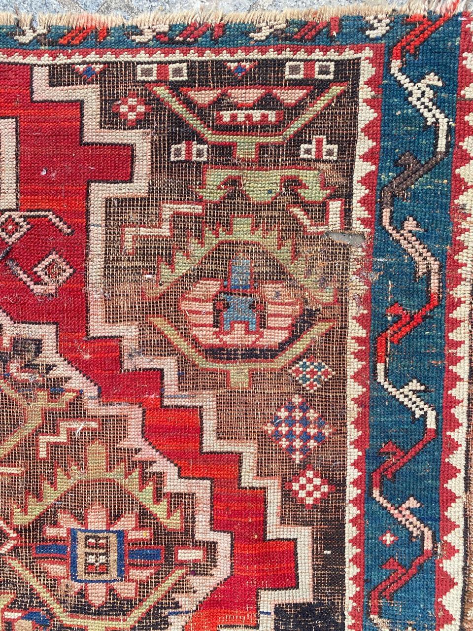 Bobyrug’s Beautiful Distressed Antique Karabagh Rug For Sale 7