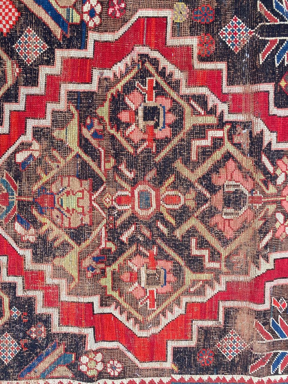 Armenian Bobyrug’s Beautiful Distressed Antique Karabagh Rug For Sale