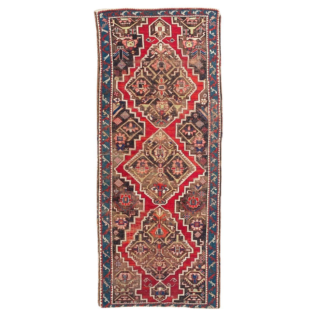 Bobyrug’s Beautiful Distressed Antique Karabagh Rug For Sale