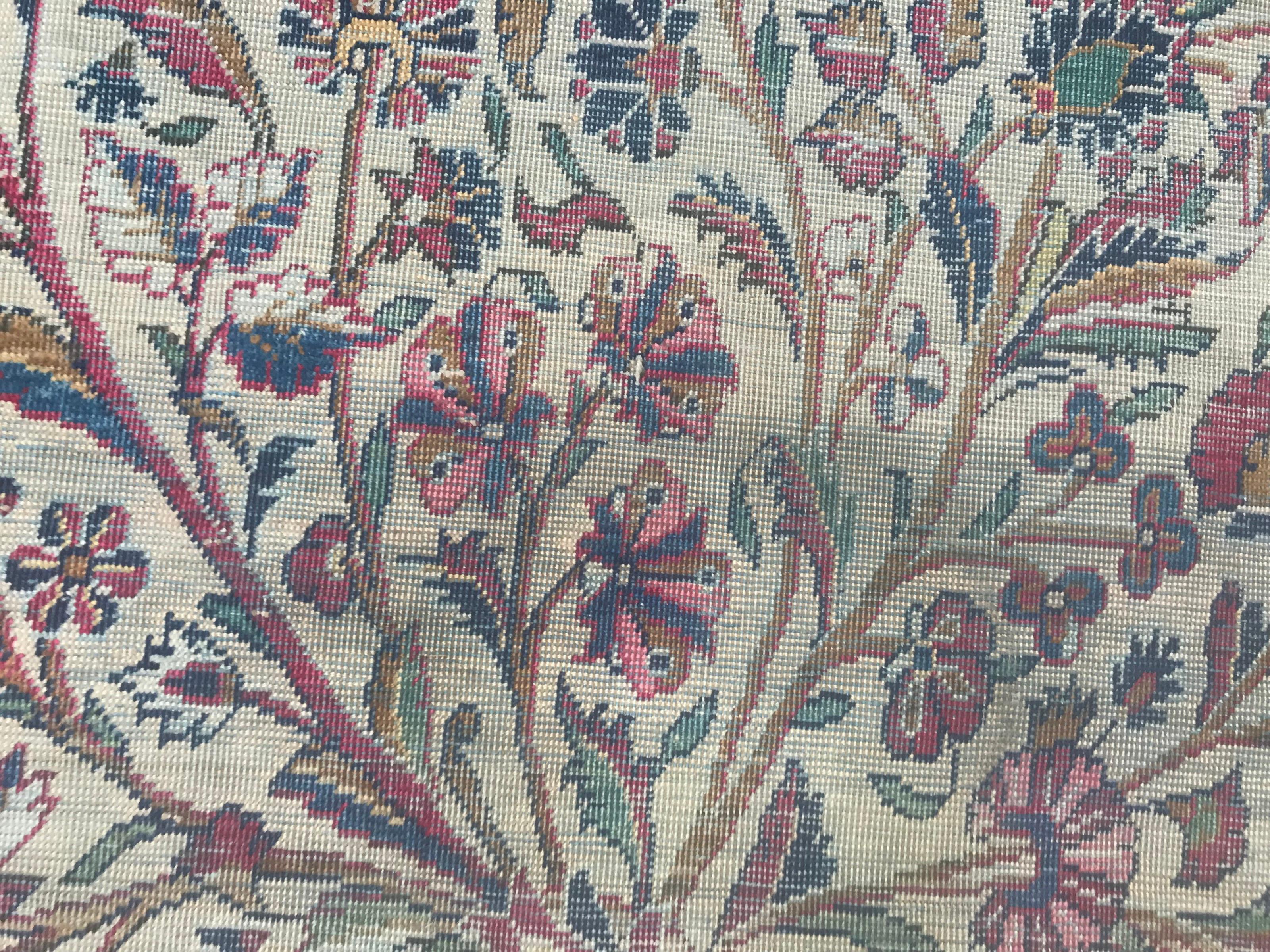 Beautiful Distressed Antique Kashan Silk Rug 5