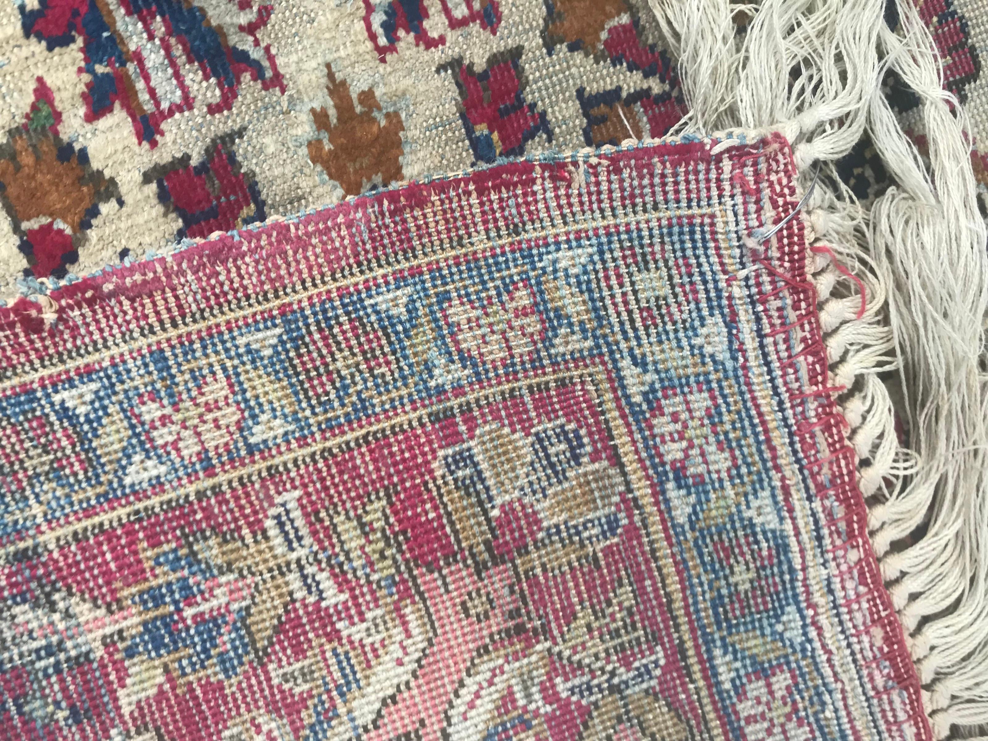 Beautiful Distressed Antique Kashan Silk Rug 7