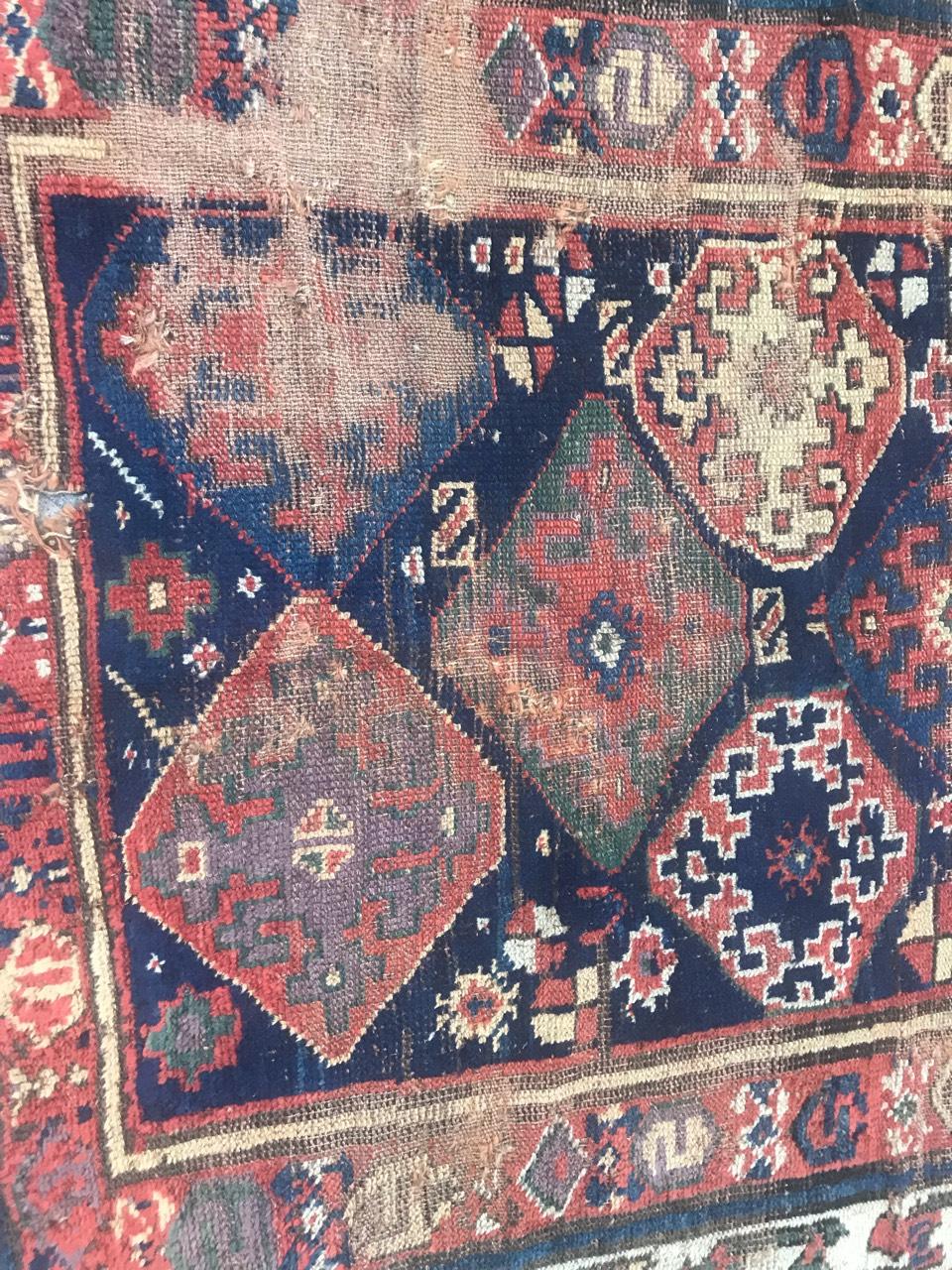 Beautiful Distressed Collectible Antique Kurdish North Western Rug For Sale 6