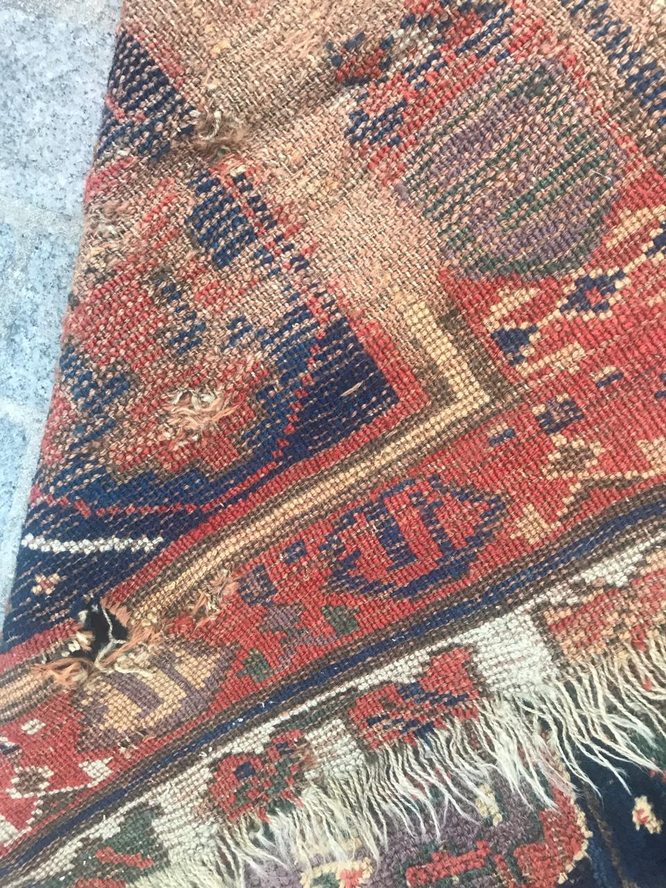 Beautiful Distressed Collectible Antique Kurdish North Western Rug For Sale 9