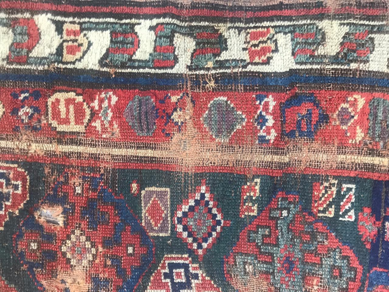 Kazak Beautiful Distressed Collectible Antique Kurdish North Western Rug For Sale