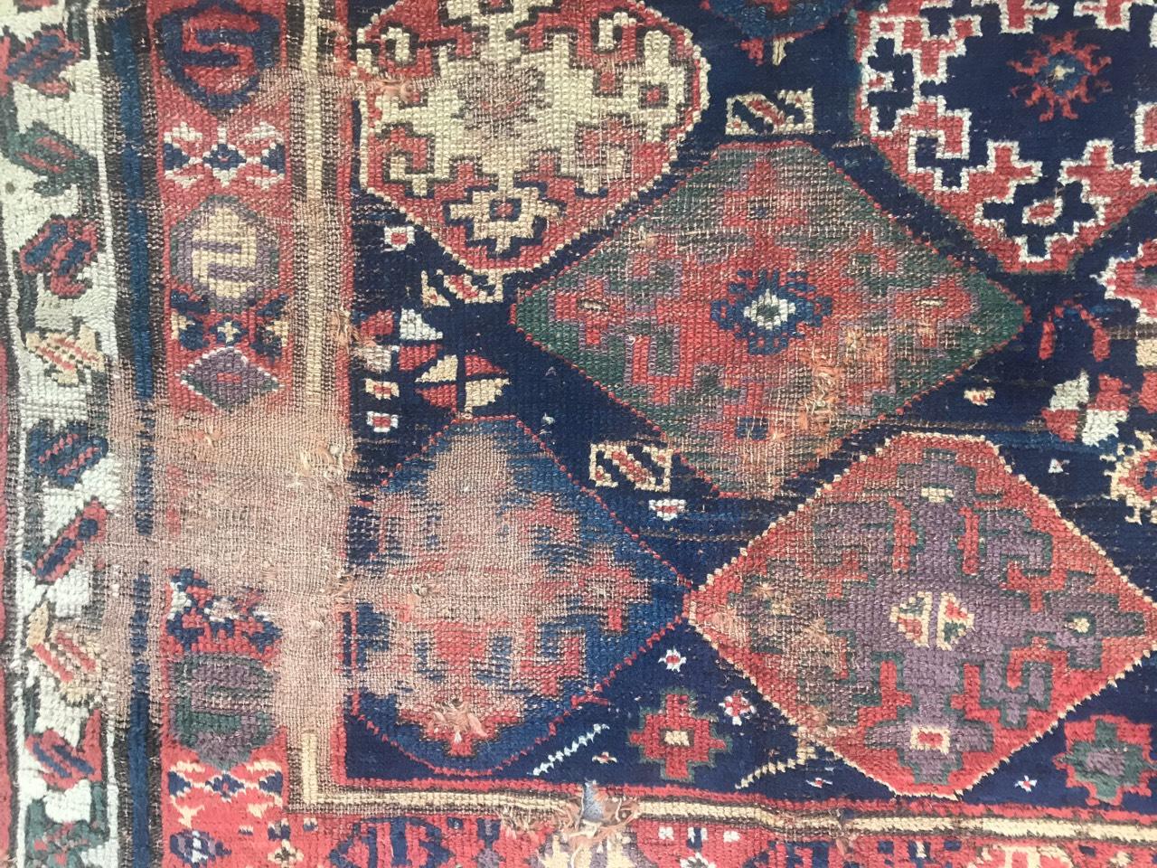 Beautiful Distressed Collectible Antique Kurdish North Western Rug In Distressed Condition For Sale In Saint Ouen, FR
