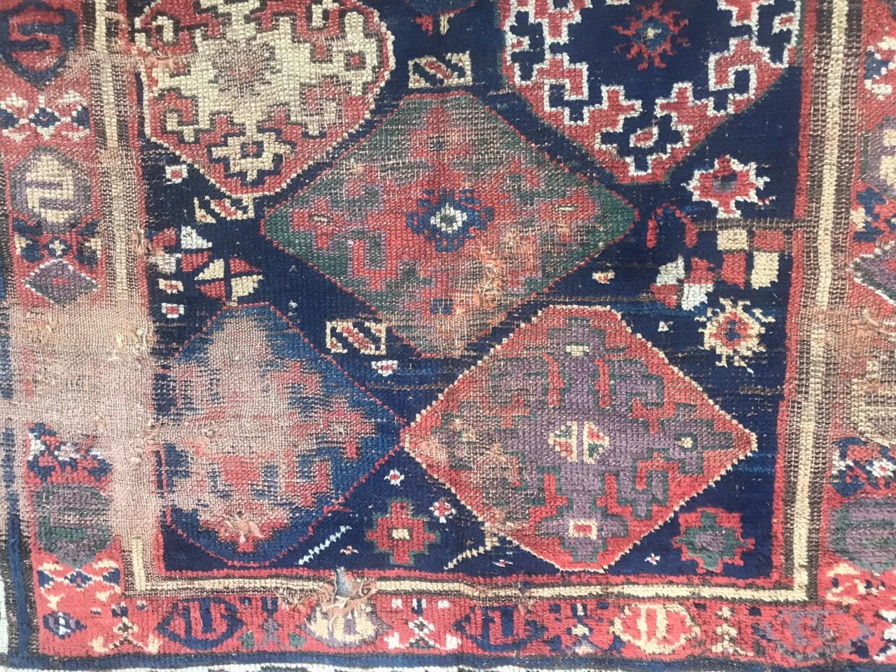 19th Century Beautiful Distressed Collectible Antique Kurdish North Western Rug For Sale