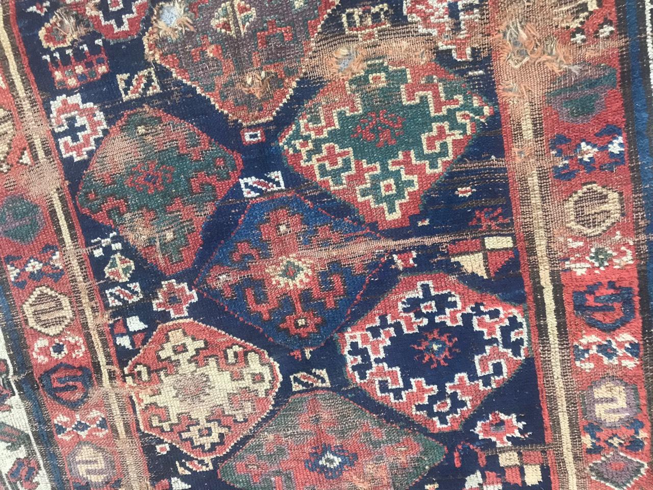 Wool Beautiful Distressed Collectible Antique Kurdish North Western Rug For Sale