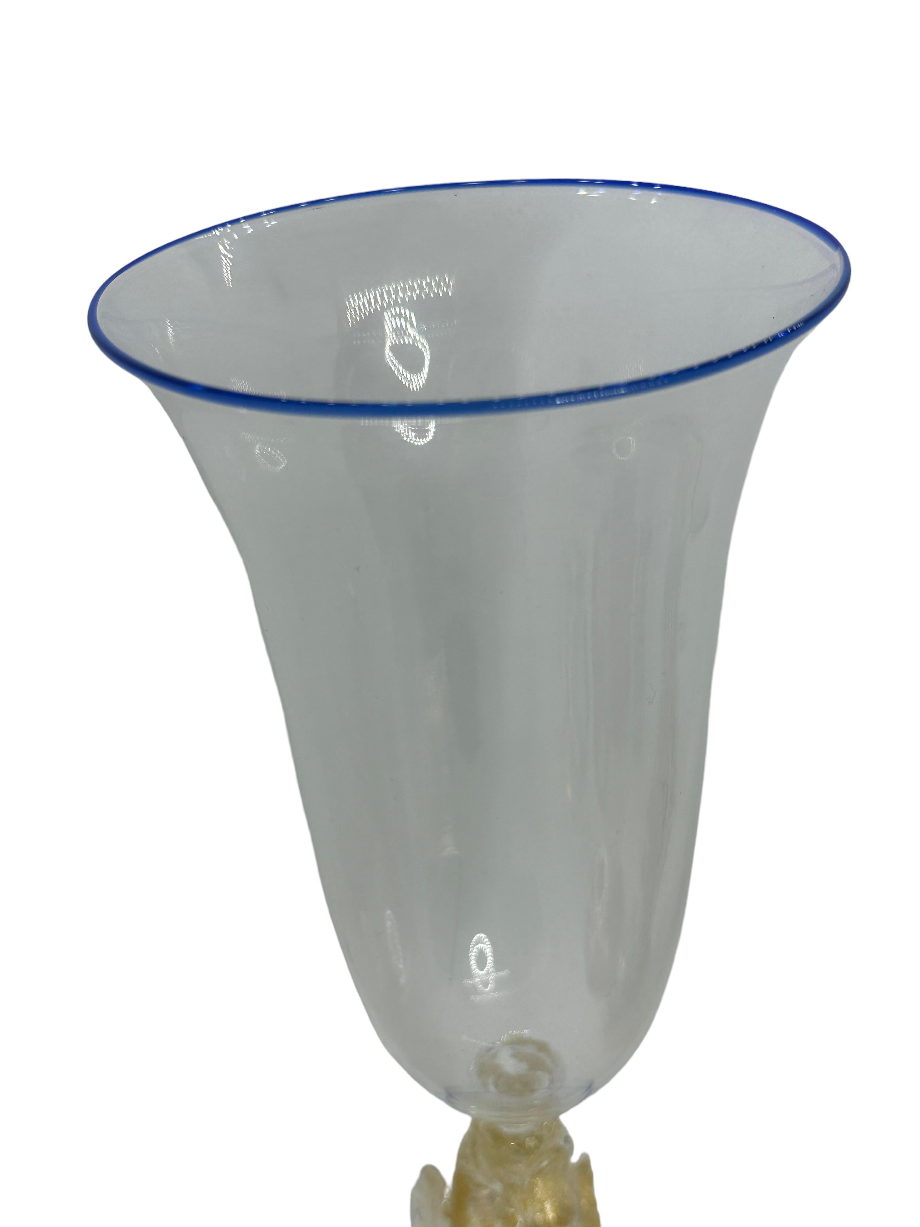 Italienisches venezianisches Delphin Stemware Muranoglas Kelch mit Delphin, Venini Italien im Angebot 5