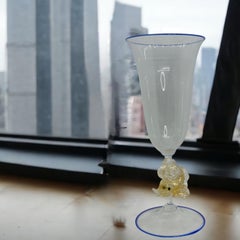 Beautiful Dolphin Stemware Italian Venetian Murano Glass Goblet Venini, Italy