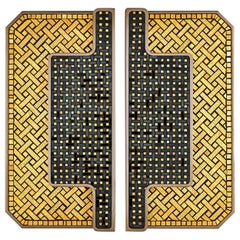 Beautiful Door Handle Bronze or Brass Finishing Decorated with Micromosaic