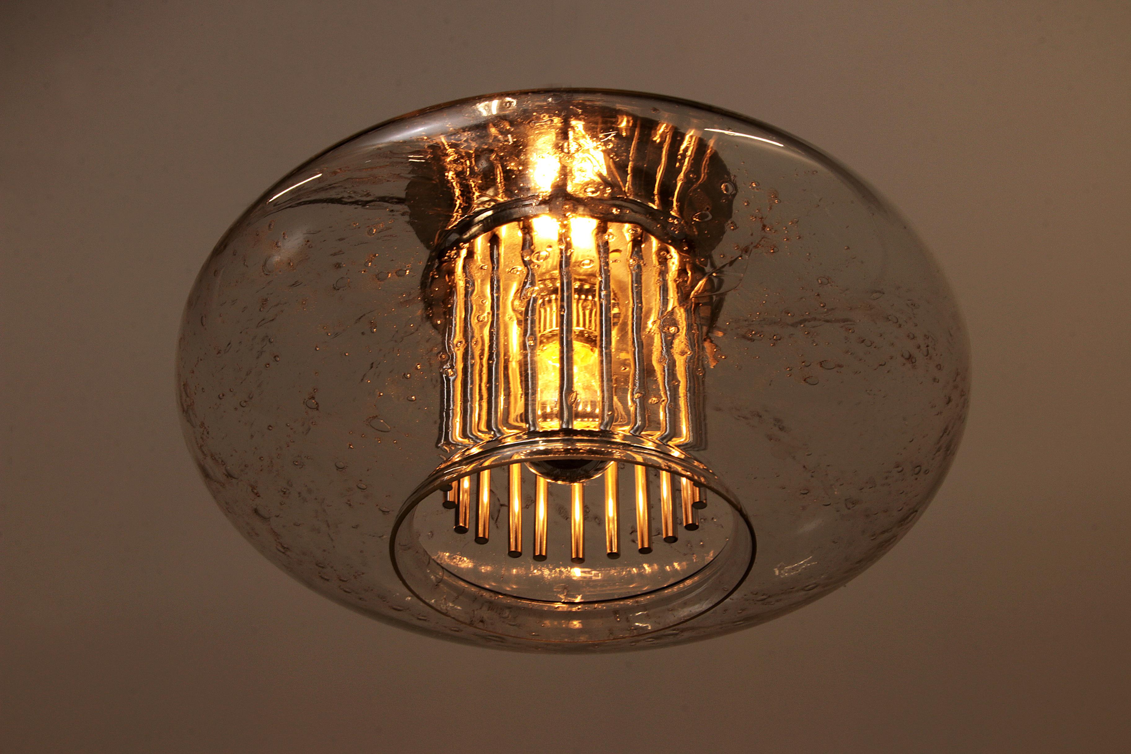Glass Beautiful Doria Leuchten Ceiling Lamp with Chrome Accents, 1960 Germany