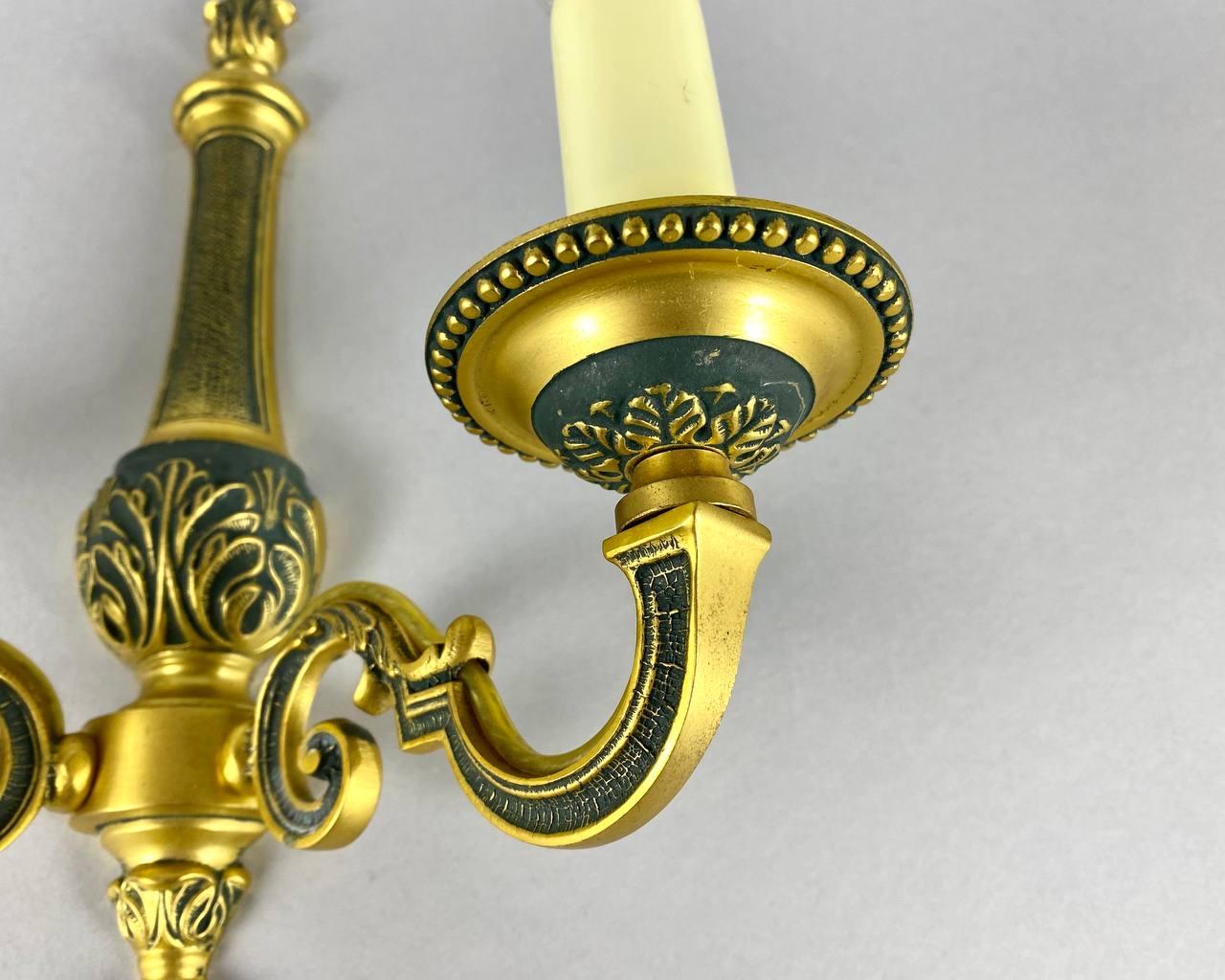 Mid-20th Century Beautiful Double-Armed Wall Sconce Empire Style Vintage Wall Lamp, France For Sale