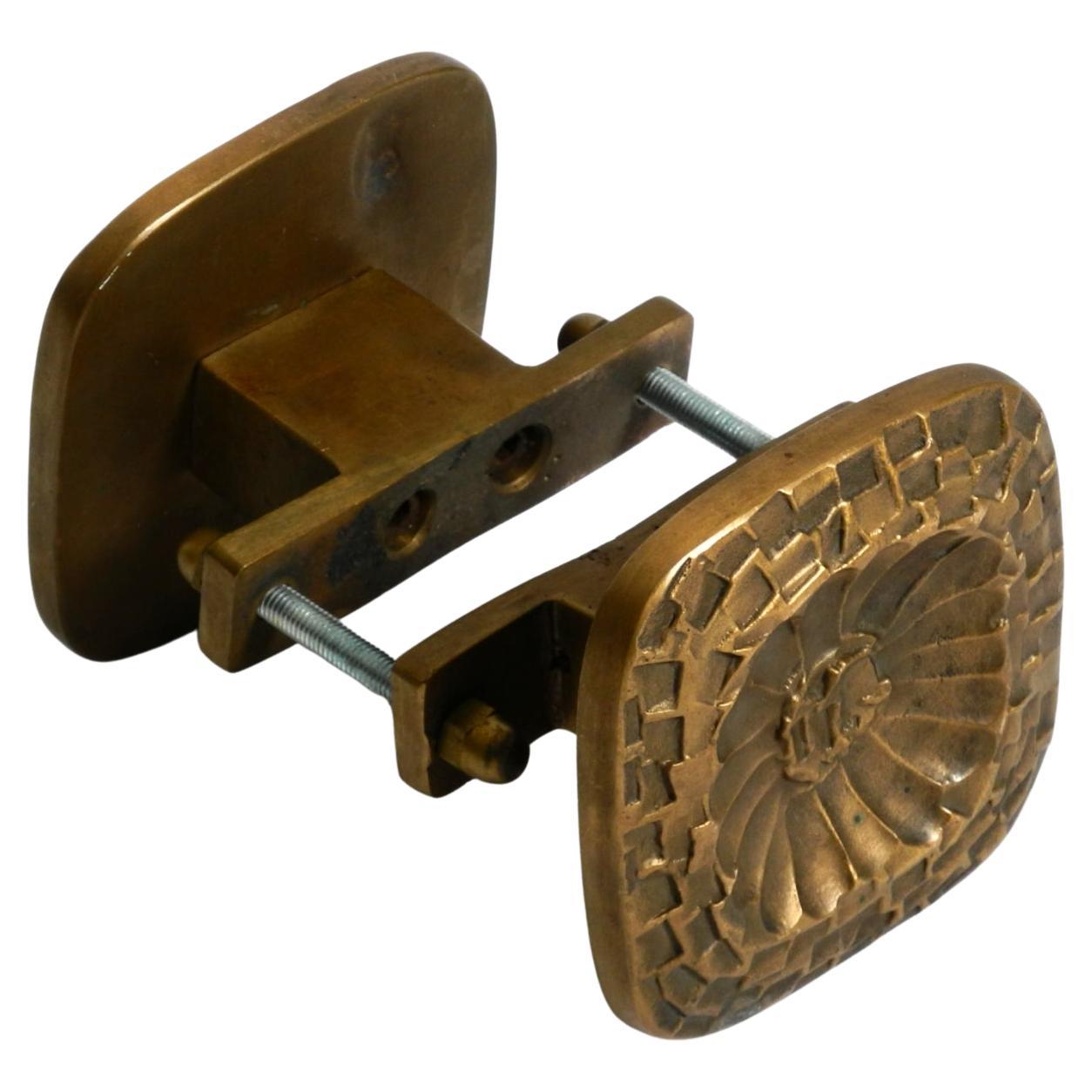 Beautiful double-sided mid-century modern door handle made of heavy bronze