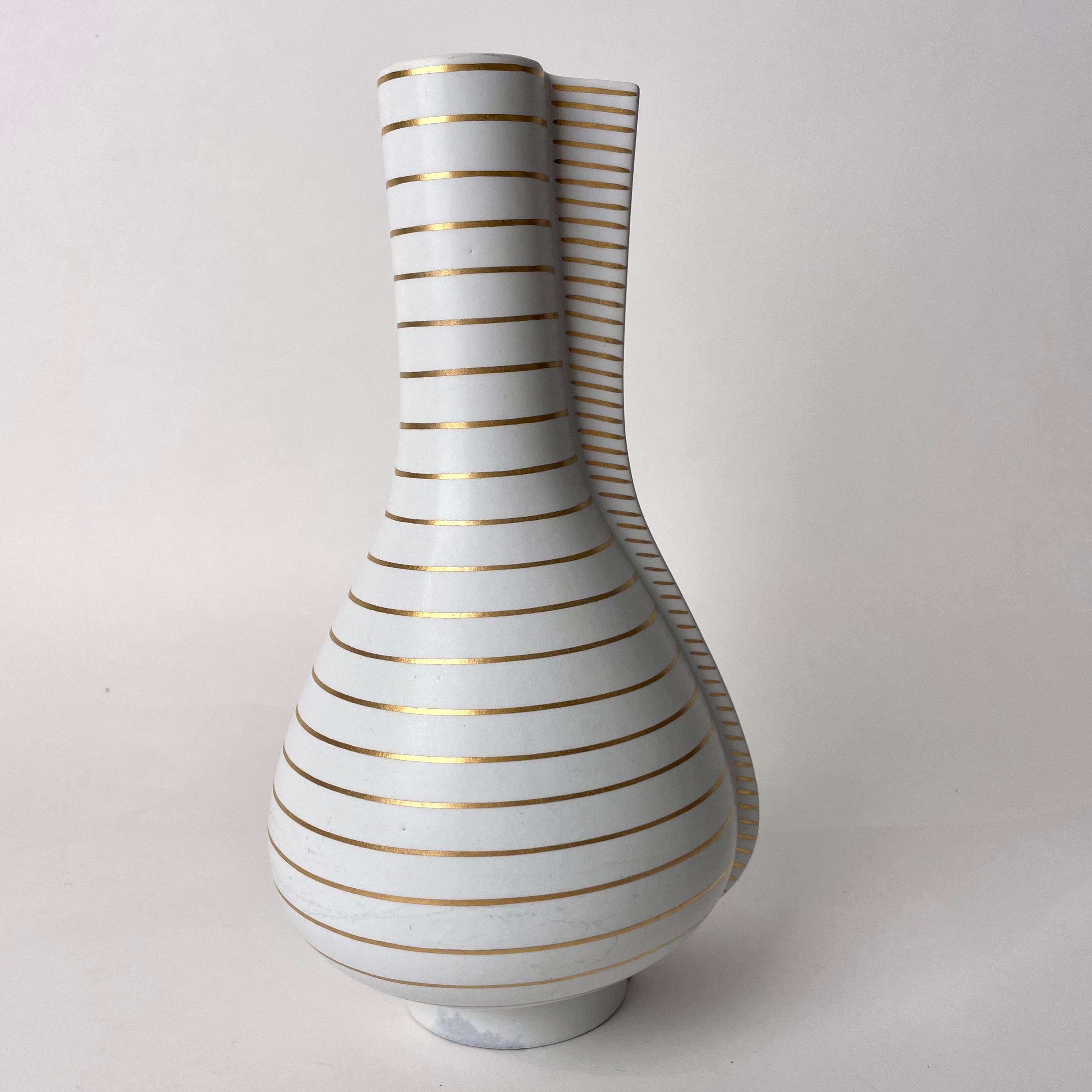 Art Deco Beautiful Double Vase ”Guldsurrea” designed 1939 by Wilhelm Kåge, Gustavsberg For Sale