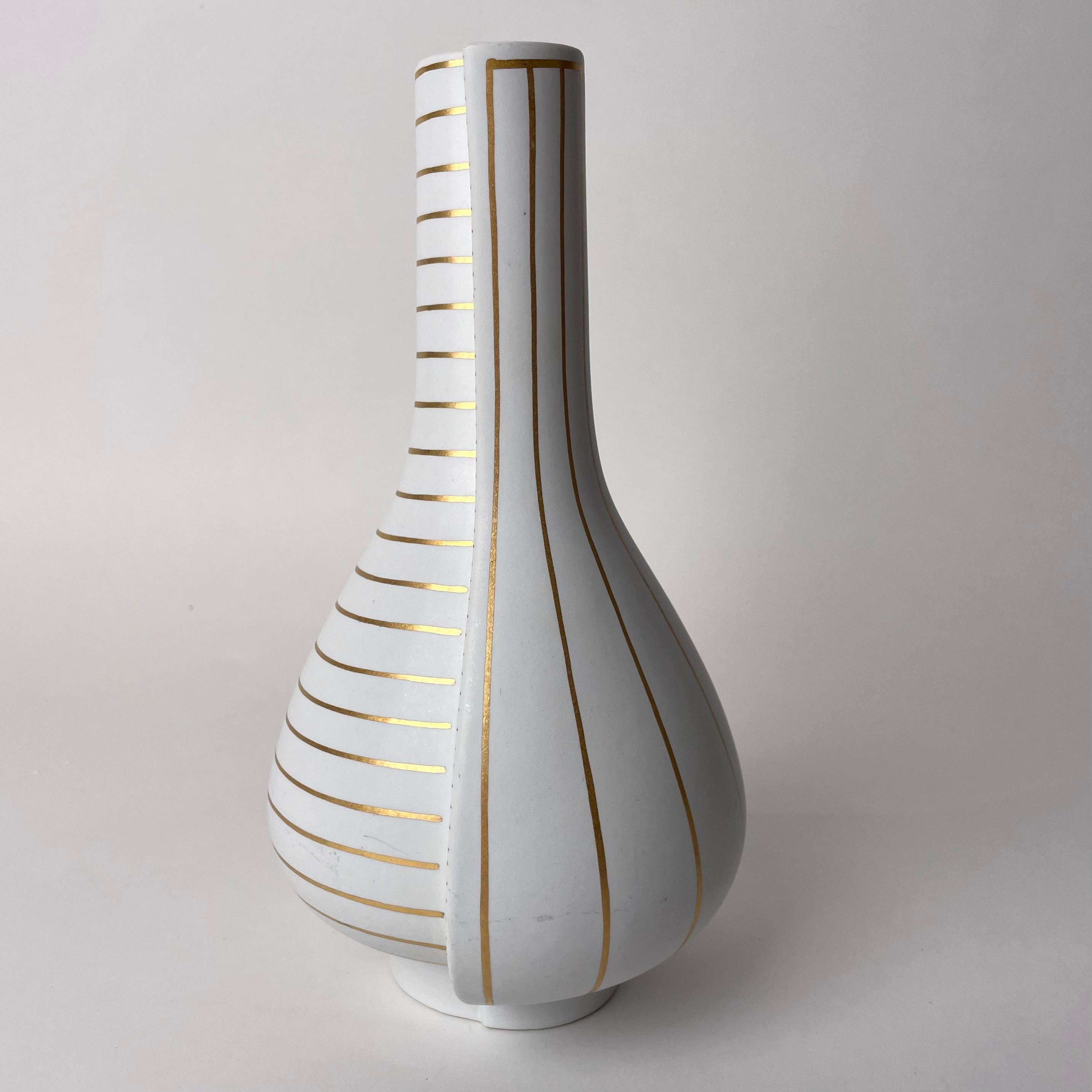 Stoneware Beautiful Double Vase ”Guldsurrea” designed 1939 by Wilhelm Kåge, Gustavsberg For Sale