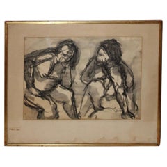 Beautiful Drawing of Two Figures by Bernice Bauer
