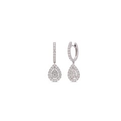 Magnifique boucle d'oreille en diamant en forme de goutte, en or blanc 18 carats