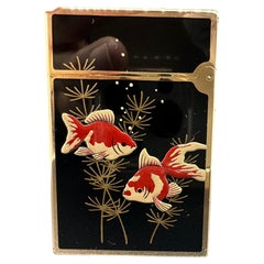 Beautiful Dupont Maki-E (蒔絵, “Aquarium” Gold Plated and Lacquer Rare Lighter